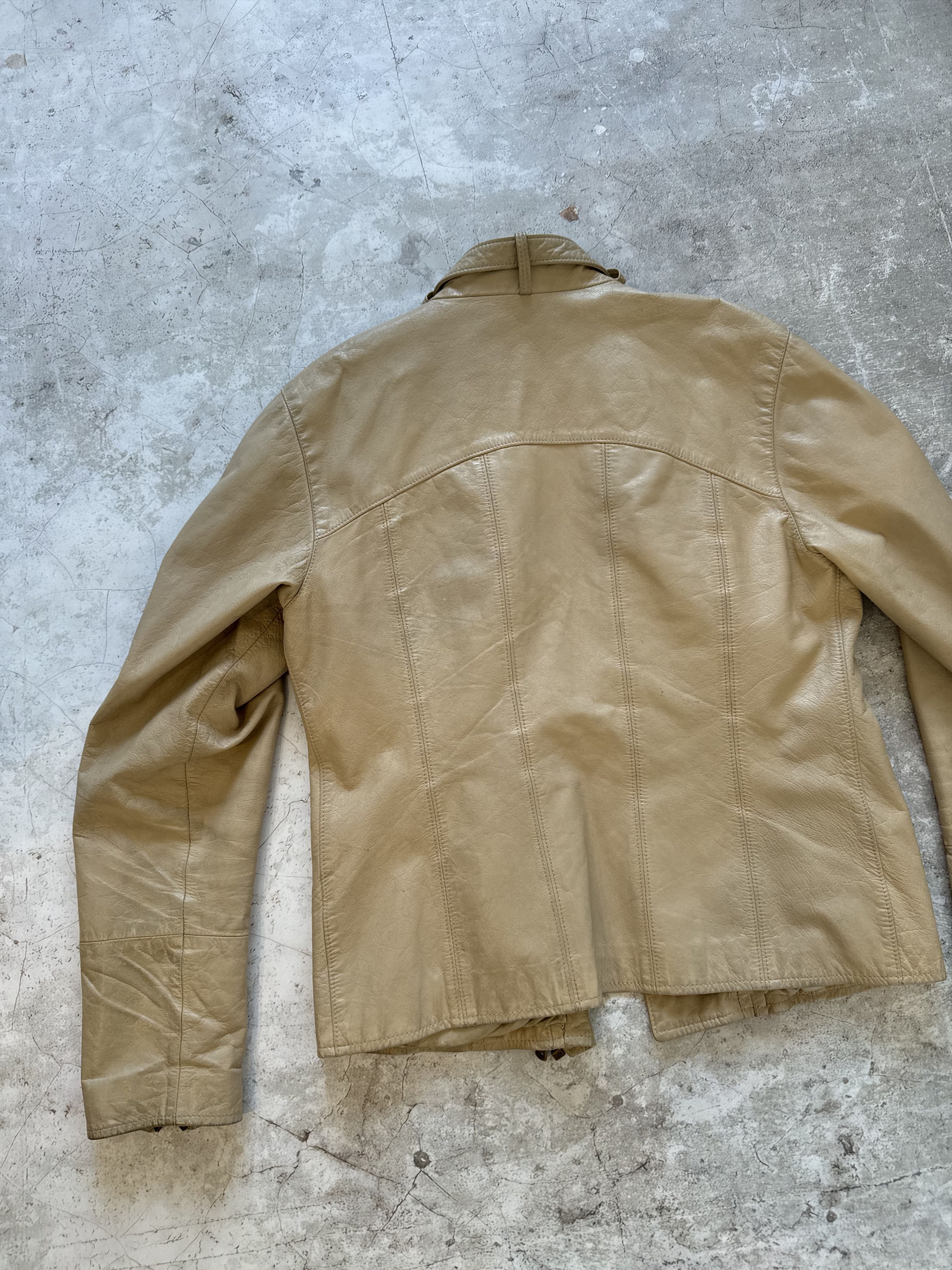 Dolce & Gabbana Dolce & Gabbana Rare Goatskin Leather Moto Jacket Beige Size US L / EU 52-54 / 3 - 12 Thumbnail