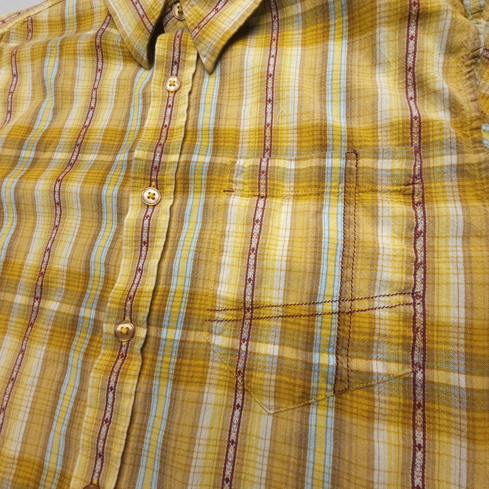 Prana prAna Short Sleeve Button-Up Shirt Plaid Yellow Large Casual 90s Mens Size US L / EU 52-54 / 3 - 5 Thumbnail
