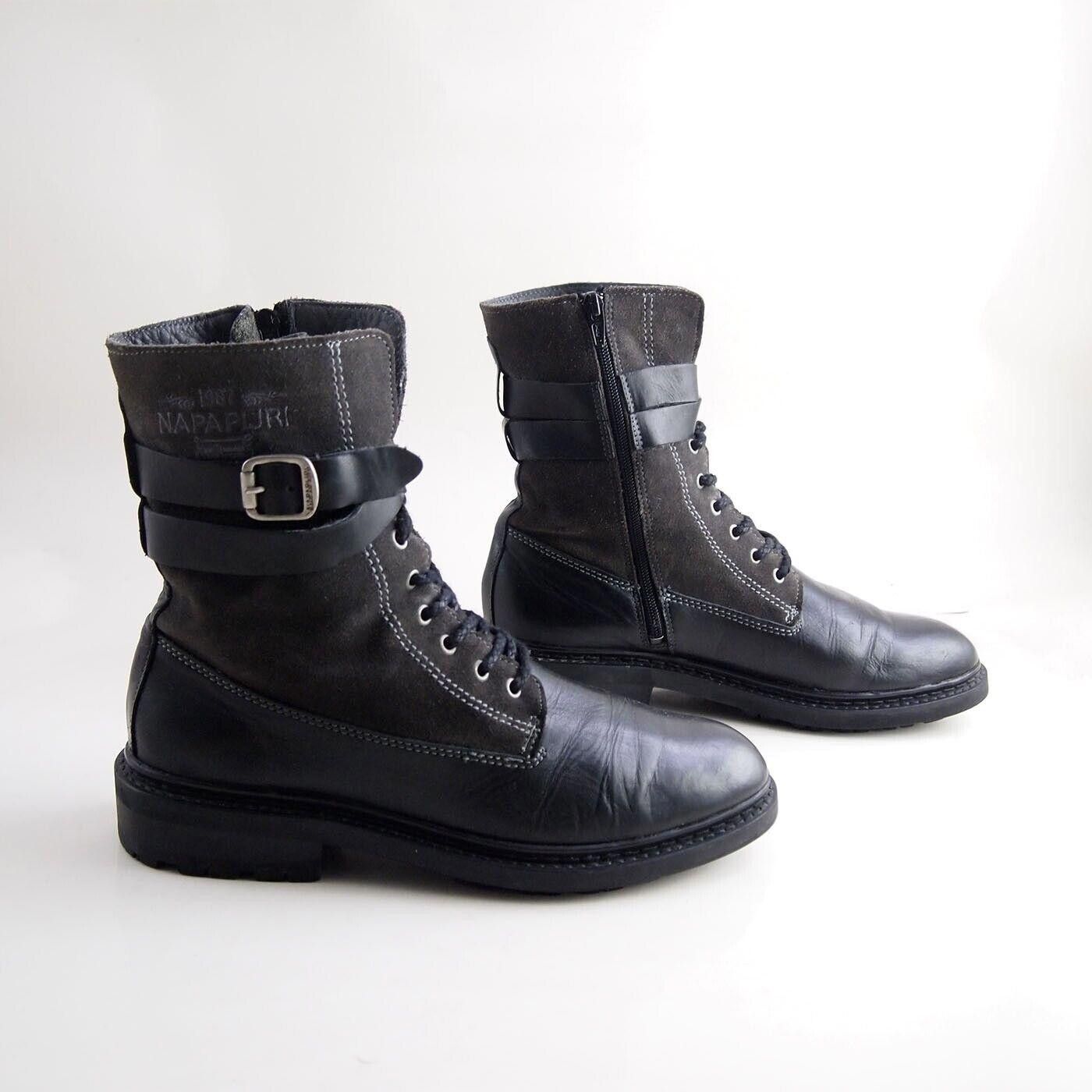 Napapijri Napapijri Combat Boots Black Leather Gray Suede US 10 EU 40 Size US 10 / IT 40 - 5 Thumbnail