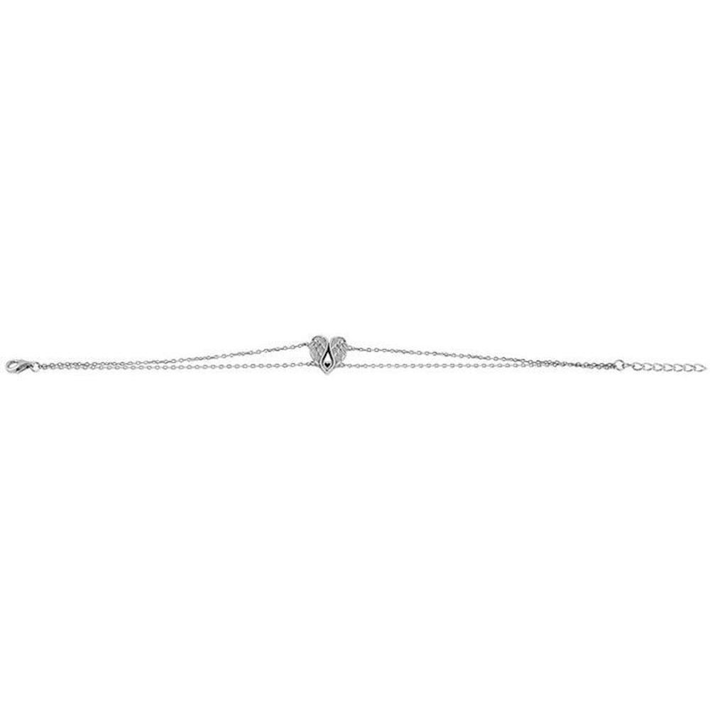 Other Angel Wings with Heart Sterling Silver Bracelet Size ONE SIZE - 3 Thumbnail
