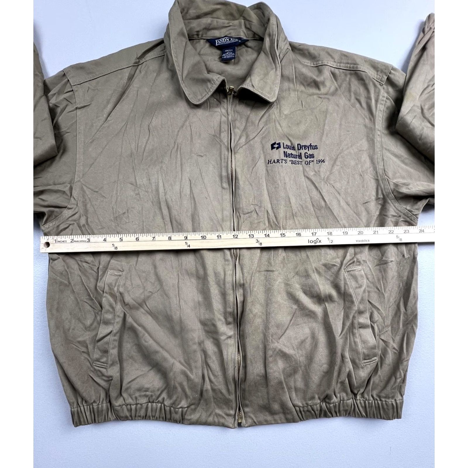 Lands' End VINTAGE Lands' End Jacket Mens L Beige Cotton Windbreaker Promo Logo 90s Shirts Mens? Size US L / EU 52-54 / 3 - 5 Thumbnail