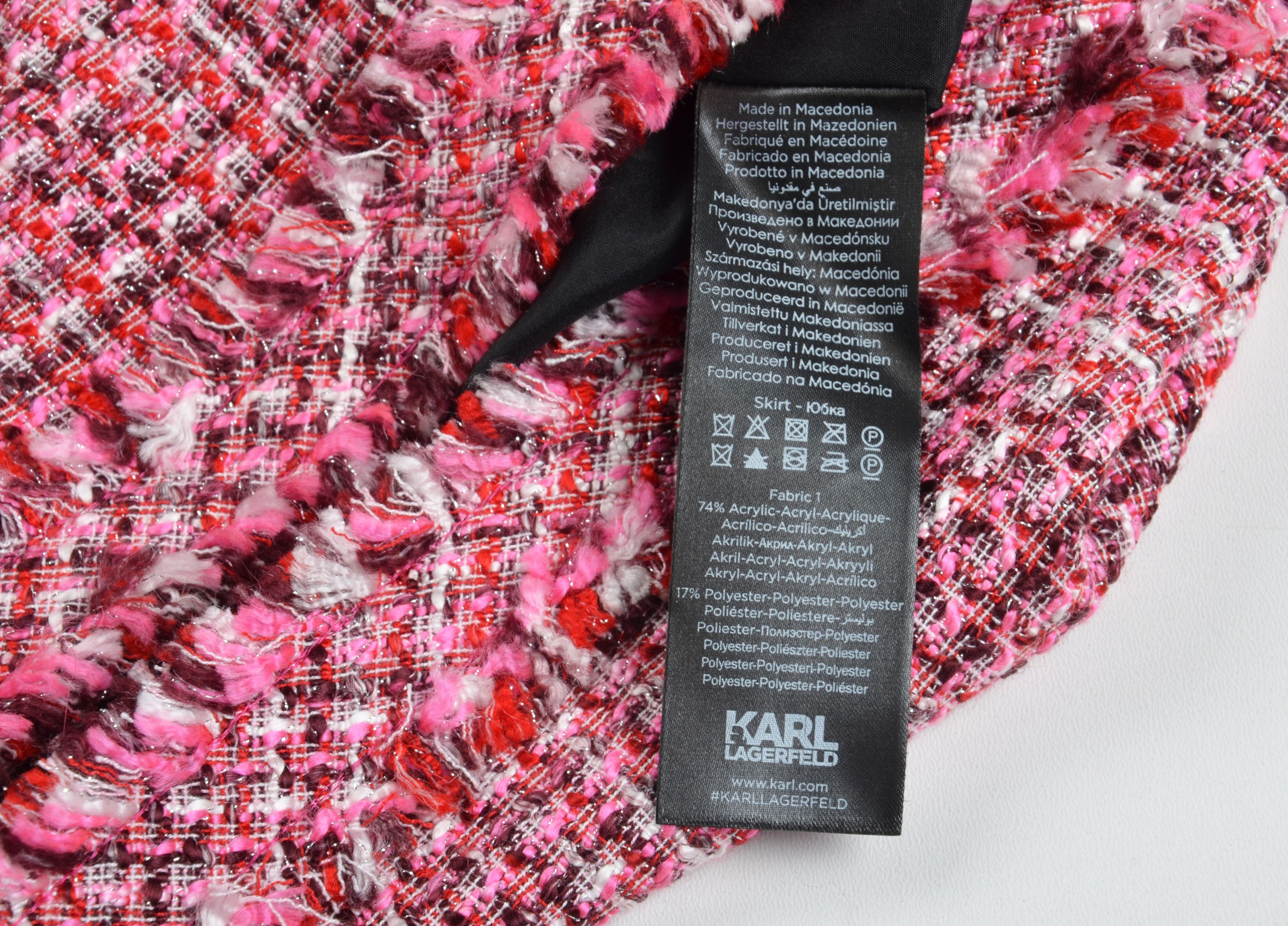 Karl Lagerfeld Karl Lagerfeld Pink Glam Tweed Mini Straight Skirt Size 28" / US 6 / IT 42 - 8 Thumbnail