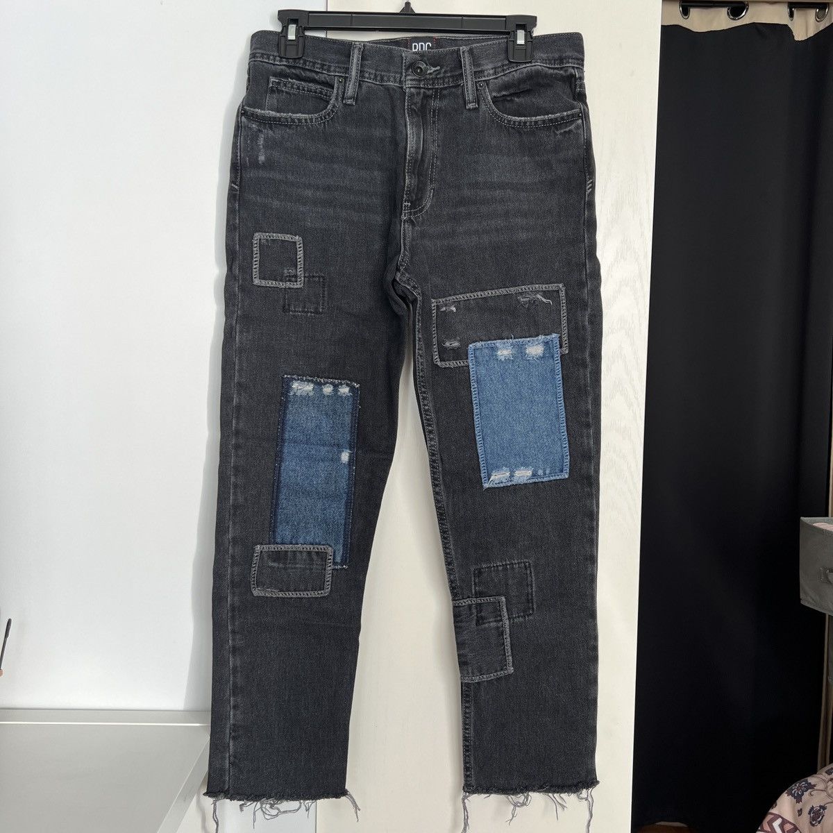 Bdg BDG Dad Jean Black Patchwork Denim Jeans Size US 29 - 1 Thumbnail