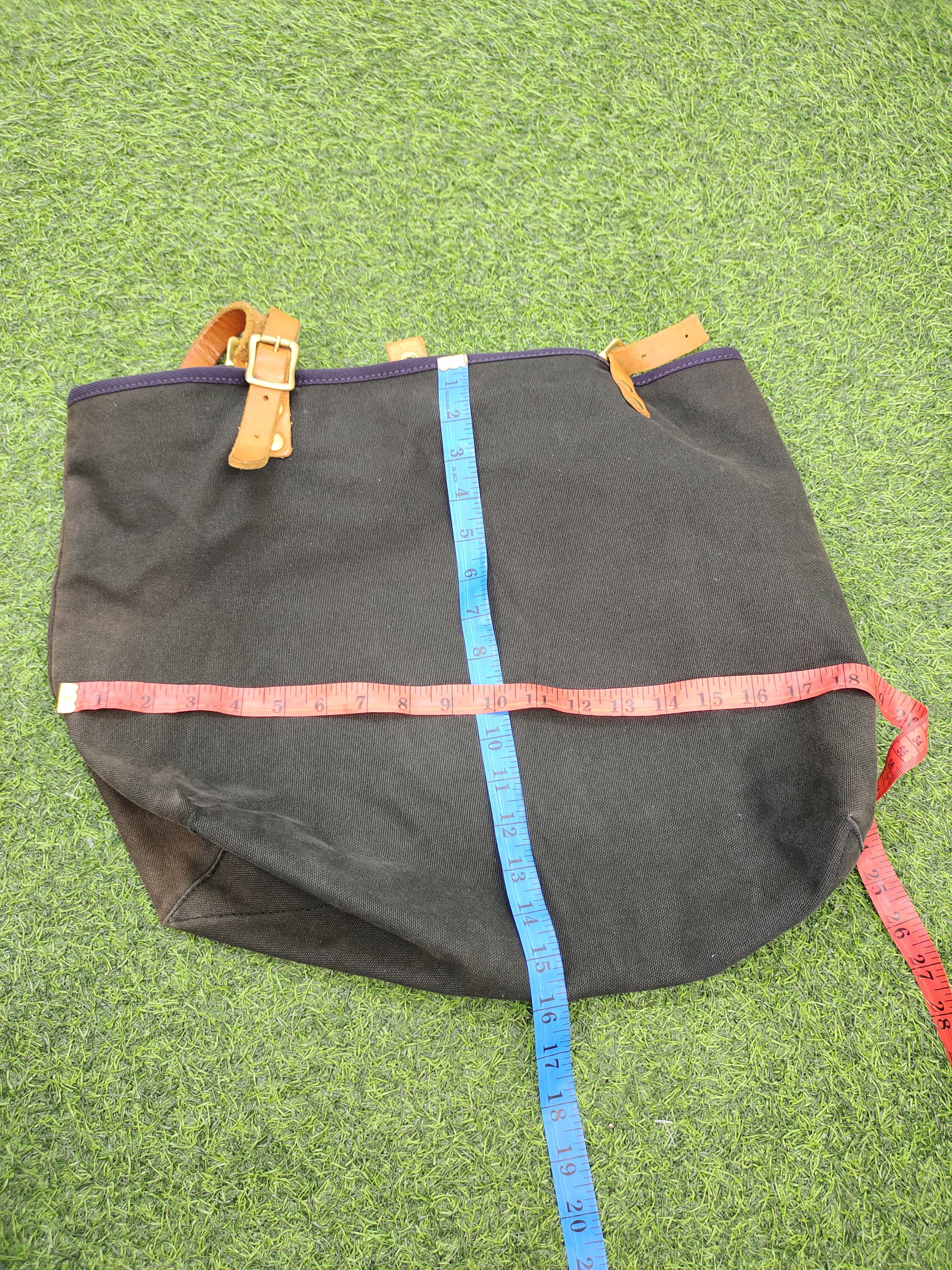 Hysteric Glamour Vintage Ship Blue Japan Faded Canvas Mix Leather Tote Bag Size ONE SIZE - 20 Thumbnail