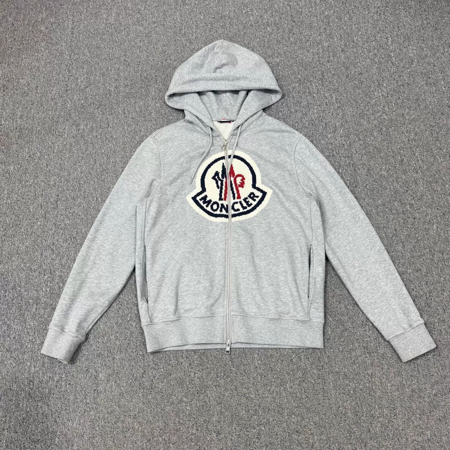 Moncler Gray Zip-Up Hoodie with Embroidered Logo Size US M / EU 48-50 / 2 - 1 Thumbnail