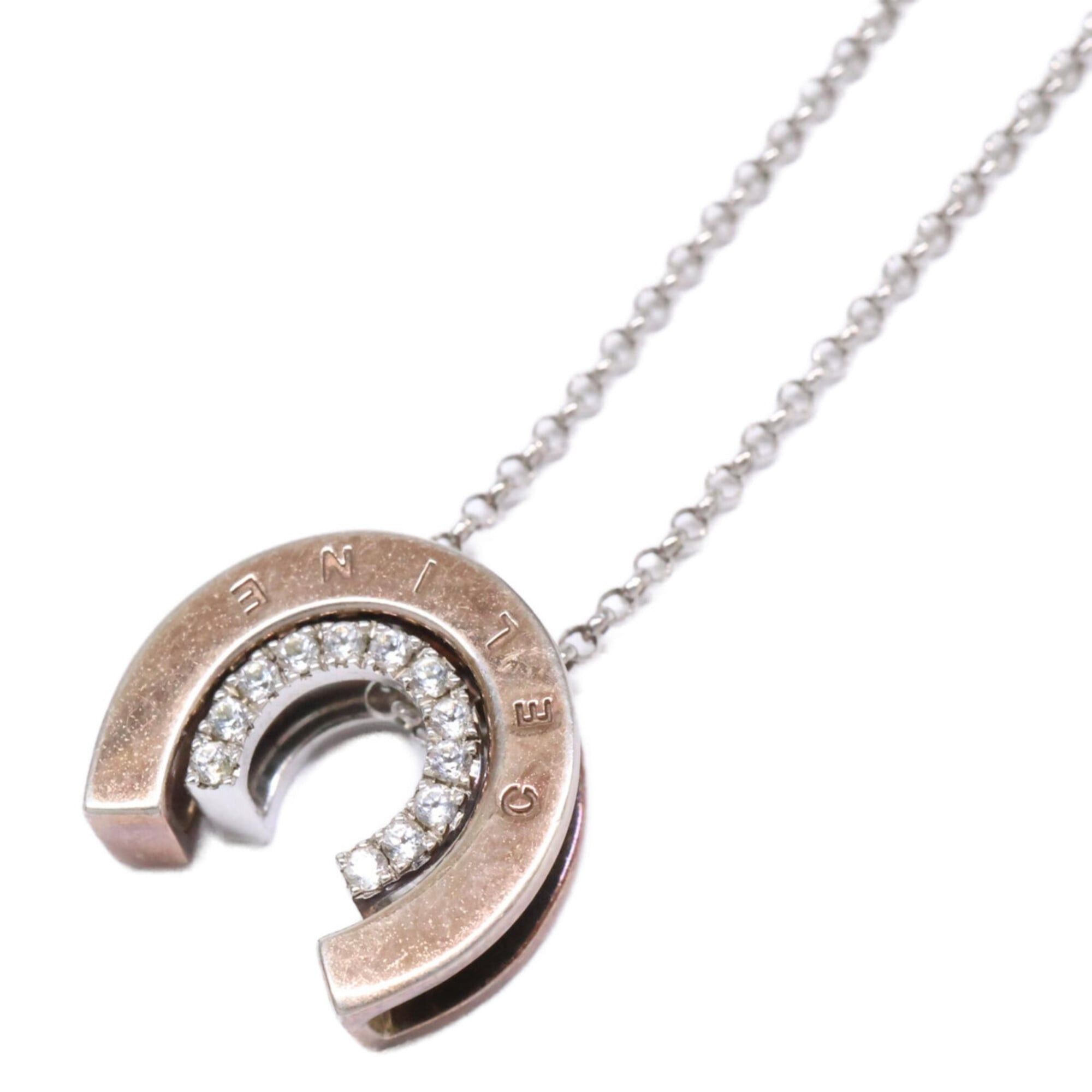 Celine CELINE Silver 925 Rhinestone Horseshoe Necklace for Women Size ONE SIZE - 1 Thumbnail