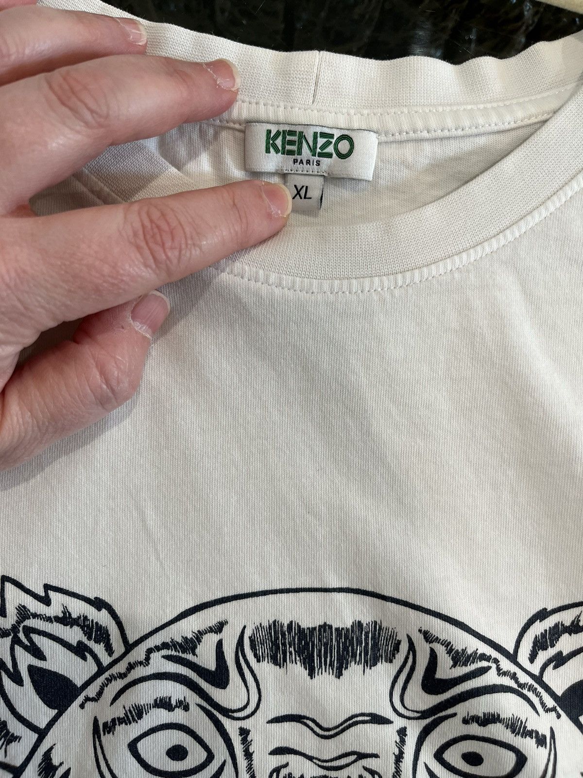 Kenzo Kenzo Navy & White Colorblock Tiger Print Cotton Crew Neck Size US XL / EU 56 / 4 - 4 Thumbnail