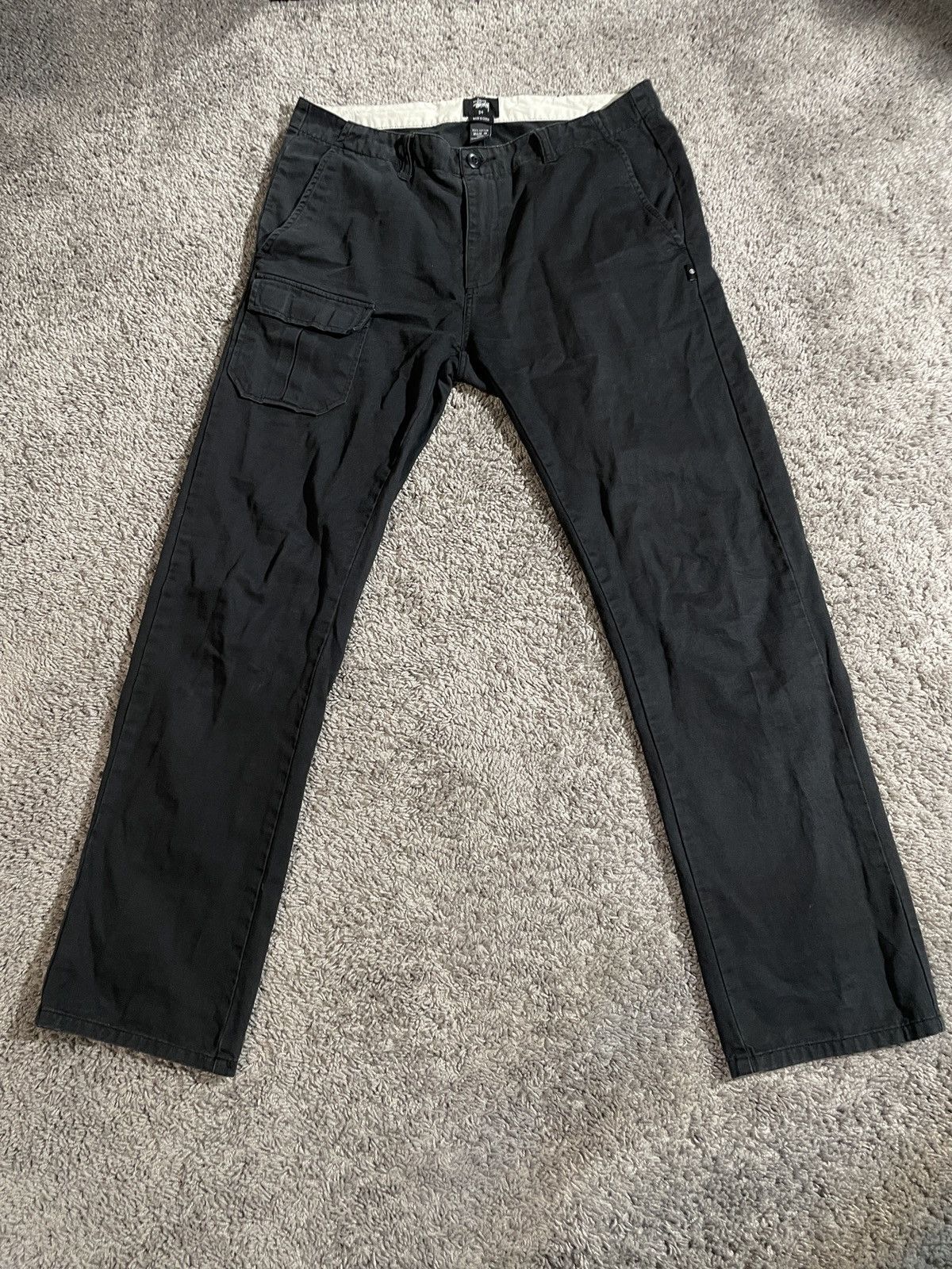 Stussy × Vintage Vintage Stussy Y2K Loose Black Cargo Pants Size US 34 / EU 50 - 2 Thumbnail