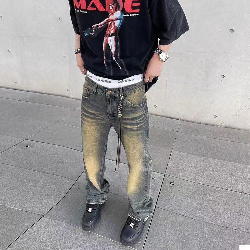 Vintage washed distressed rusty faded jeans