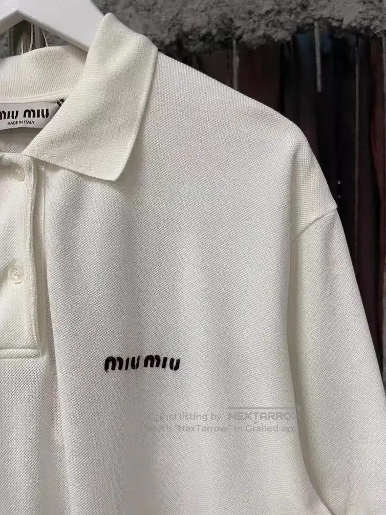Miu Miu Miu Miu White Short Sleeve Polo Shirt. Size US M / EU 48-50 / 2 - 5 Thumbnail
