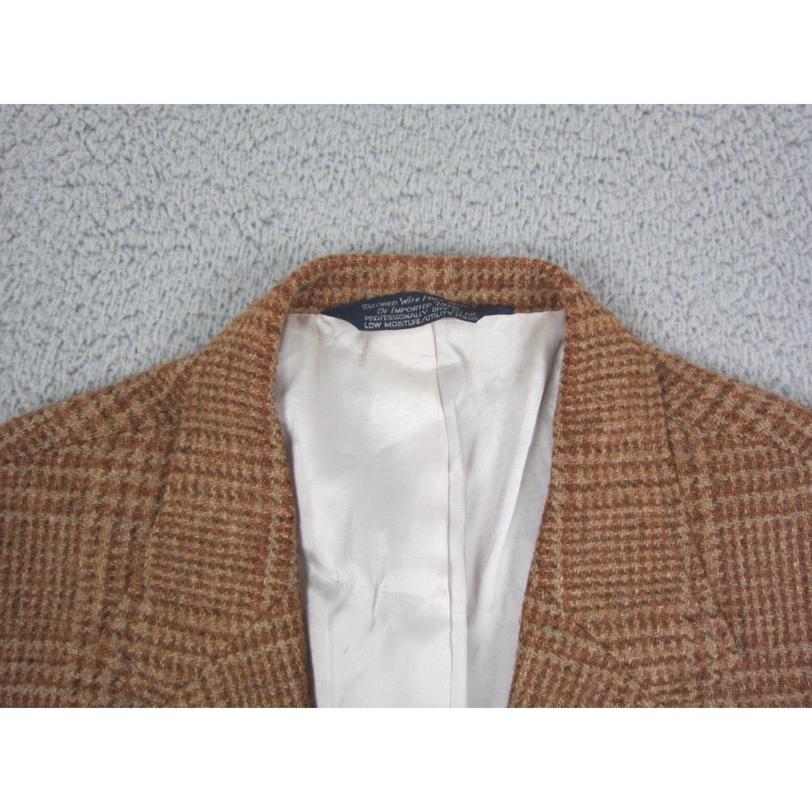 Lands' End VINTAGE Lands' End Blazer Jacket Mens 44R Brown Wool Tweed 80s Stadium Size 44R - 4 Thumbnail