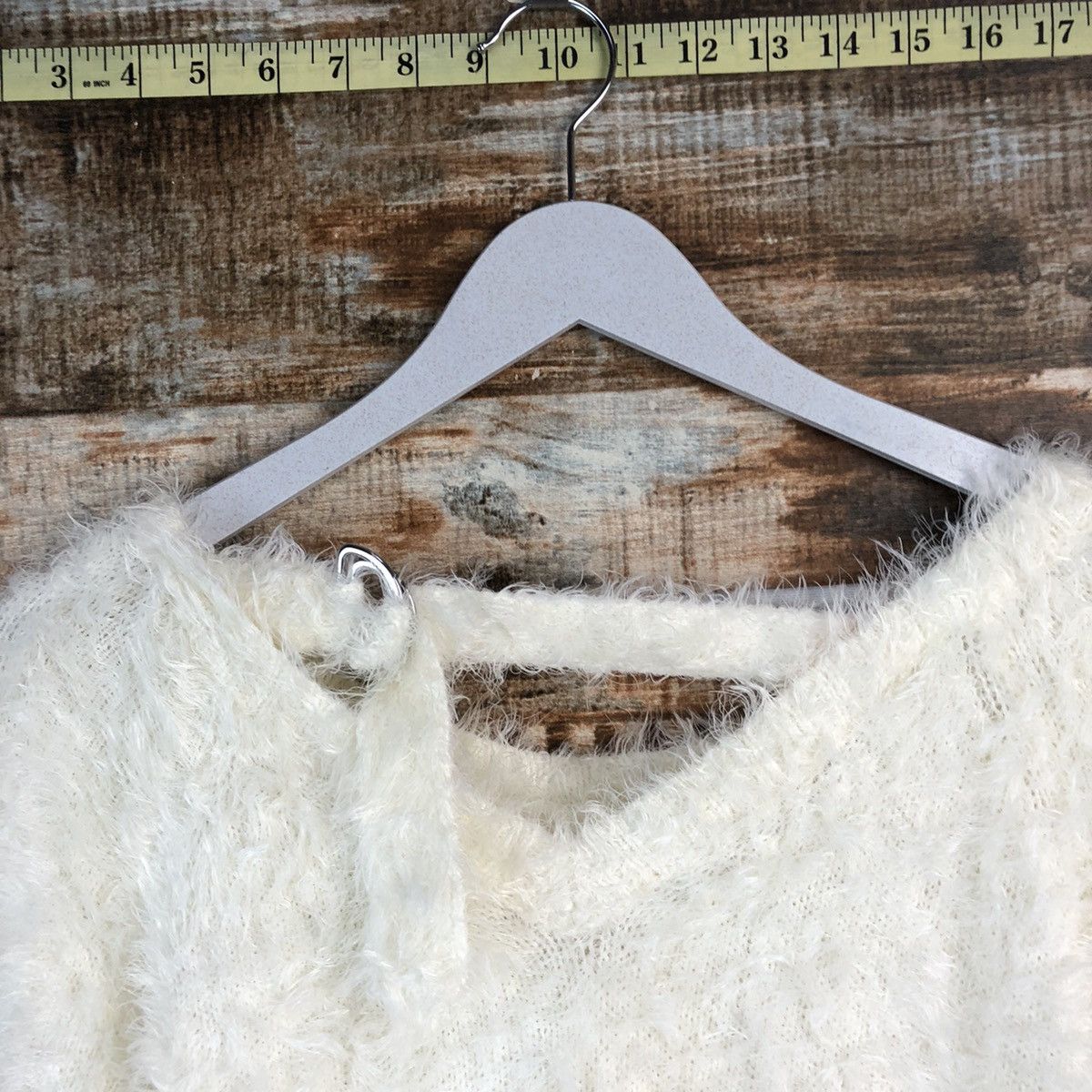 Homespun Knitwear DLL Heather White fur shaggy Mohair Knitwear #C235 Size S / US 4 / IT 40 - 15 Thumbnail