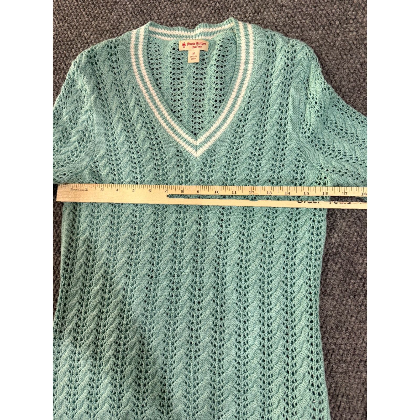 Brooks Brothers Brooks Brothers Sweater Womens M Blue Cable-Knit V-Neck Preppy Pullover Knit Cotton Regular Sleeve Long Size M / US 6-8 / IT 42-44 - 5 Thumbnail