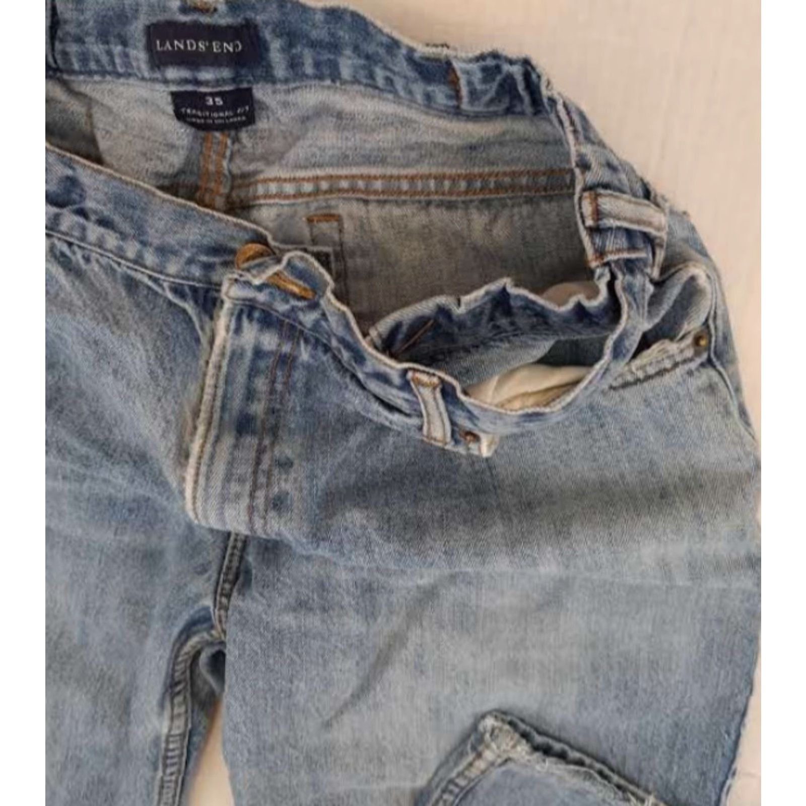 Lands' End VINTAGE Lands' End Jeans Denim Blue Jean Men Pants 35 Regular 30 Inseam 5-Pocket Design Blue Cotton Work Size US 35 - 3 Thumbnail