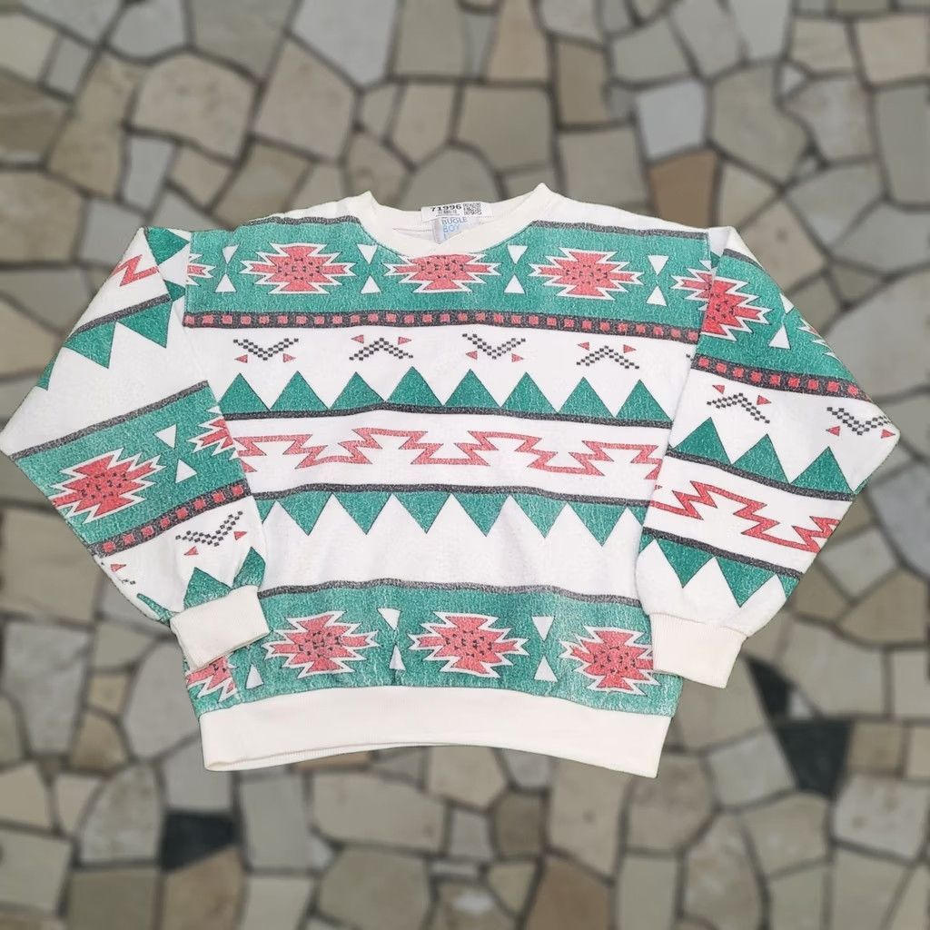 Bugle Boy VINTAGE Native-American Sweatshirt Womens Medium 20x21 Green Size M / US 6-8 / IT 42-44 - 1 Thumbnail
