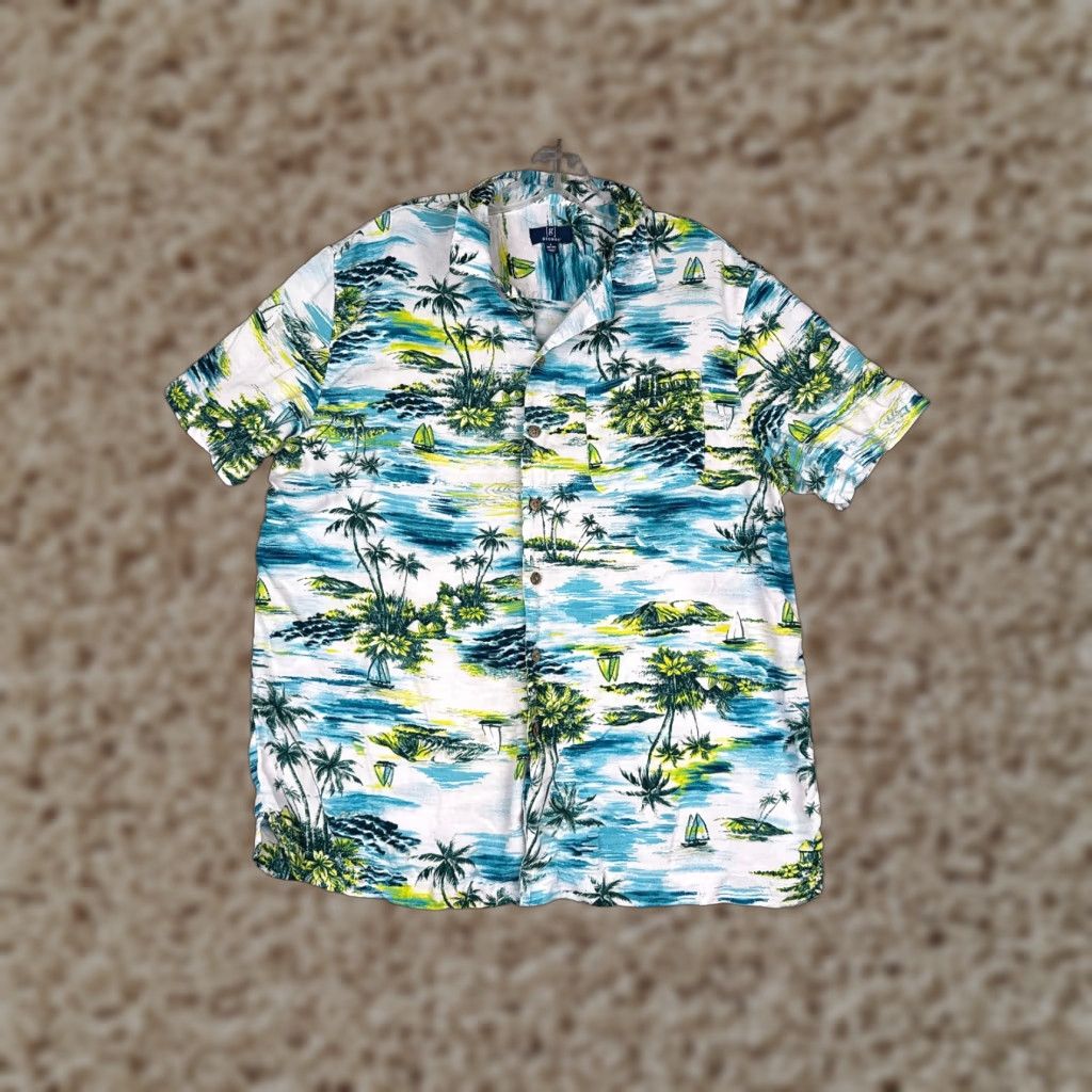 George George Shirt Adult Large White Floral Hawaiian Button Up Rayon Mens Size US L / EU 52-54 / 3 - 1 Thumbnail