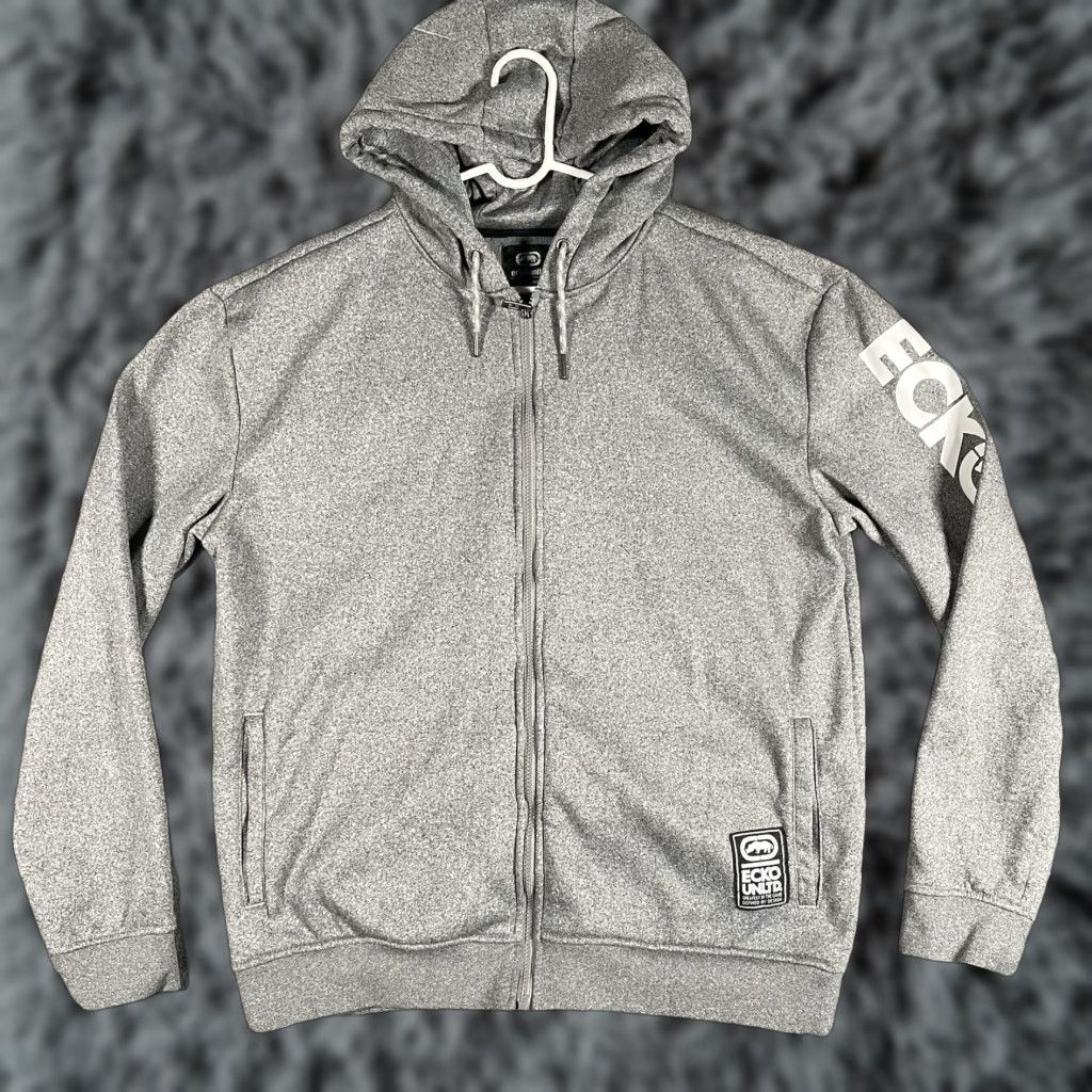 Ecko Unltd. Ecko Unltd Hoodie Mens XL Gray Full Zip Fleece Sleeve Graphic Streetwear Size US XL / EU 56 / 4 - 1 Thumbnail