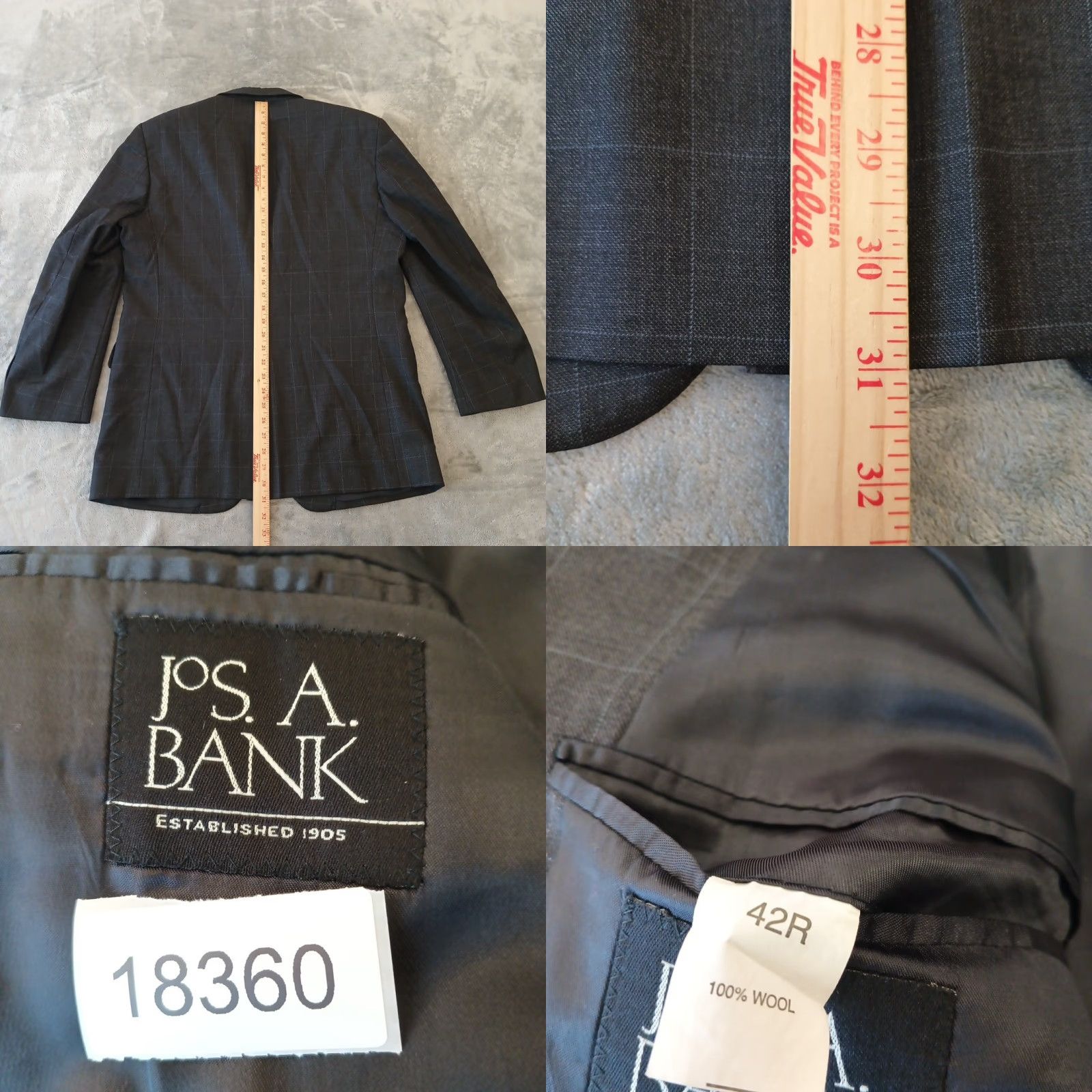 Jos. A. Bank Jos A Bank Blazer Mens 42 Black Plaid Wool Two Button Single Vent Jacket Coat Notch Lapel Single-Breasted 2 Piece Vintage? No Size 42R - 8 Thumbnail
