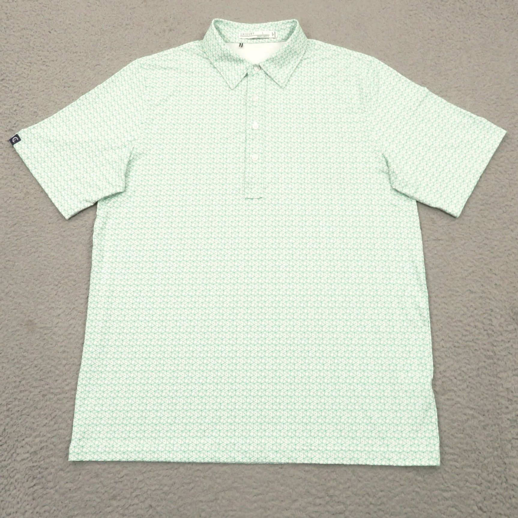 Vintage Criquet Polo Men L White Green 4 Button All Over Print Dice Print Golf Shirt Size US L / EU 52-54 / 3 - 3 Thumbnail