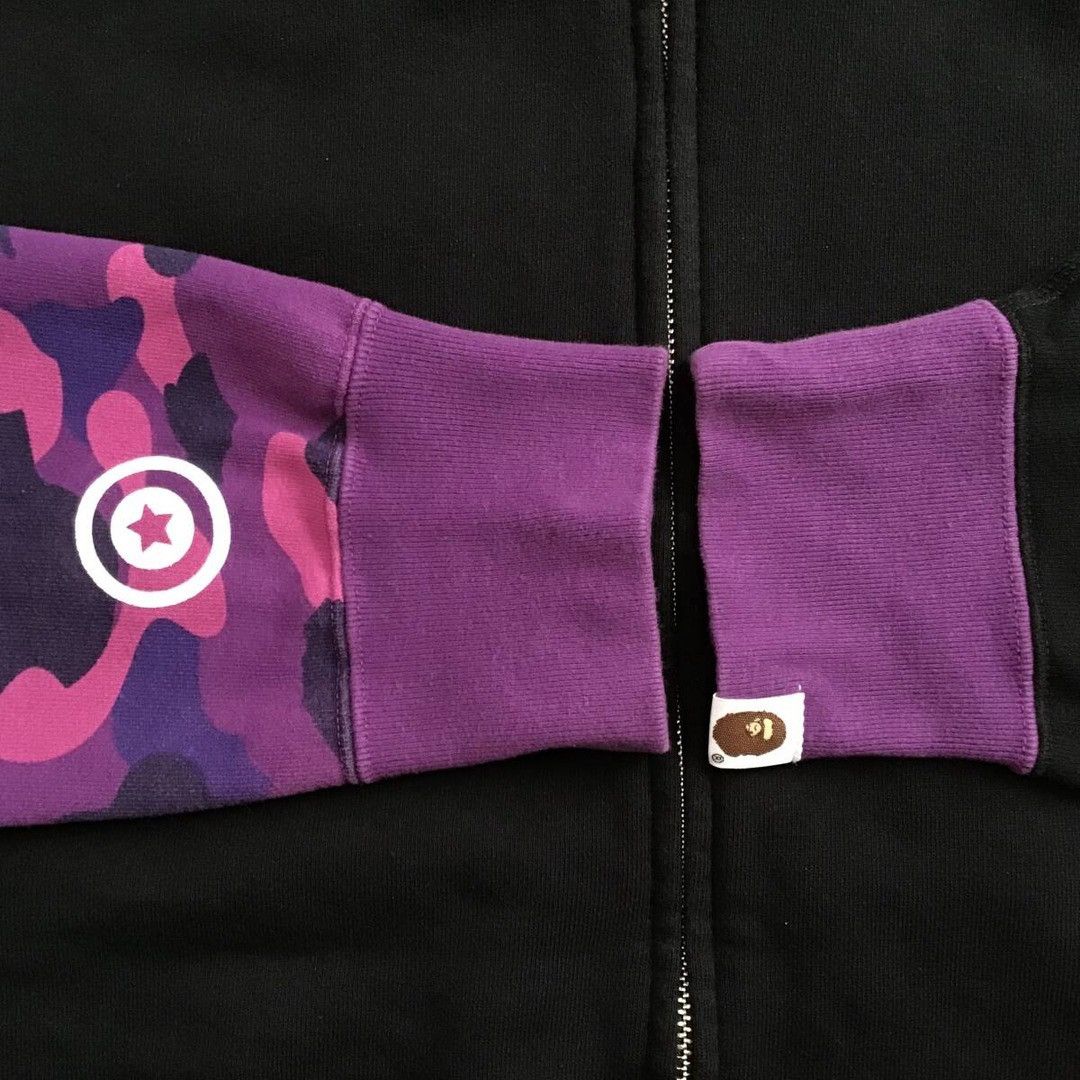 BAPE × Purple camo shark full zip hoodie a bathing ape