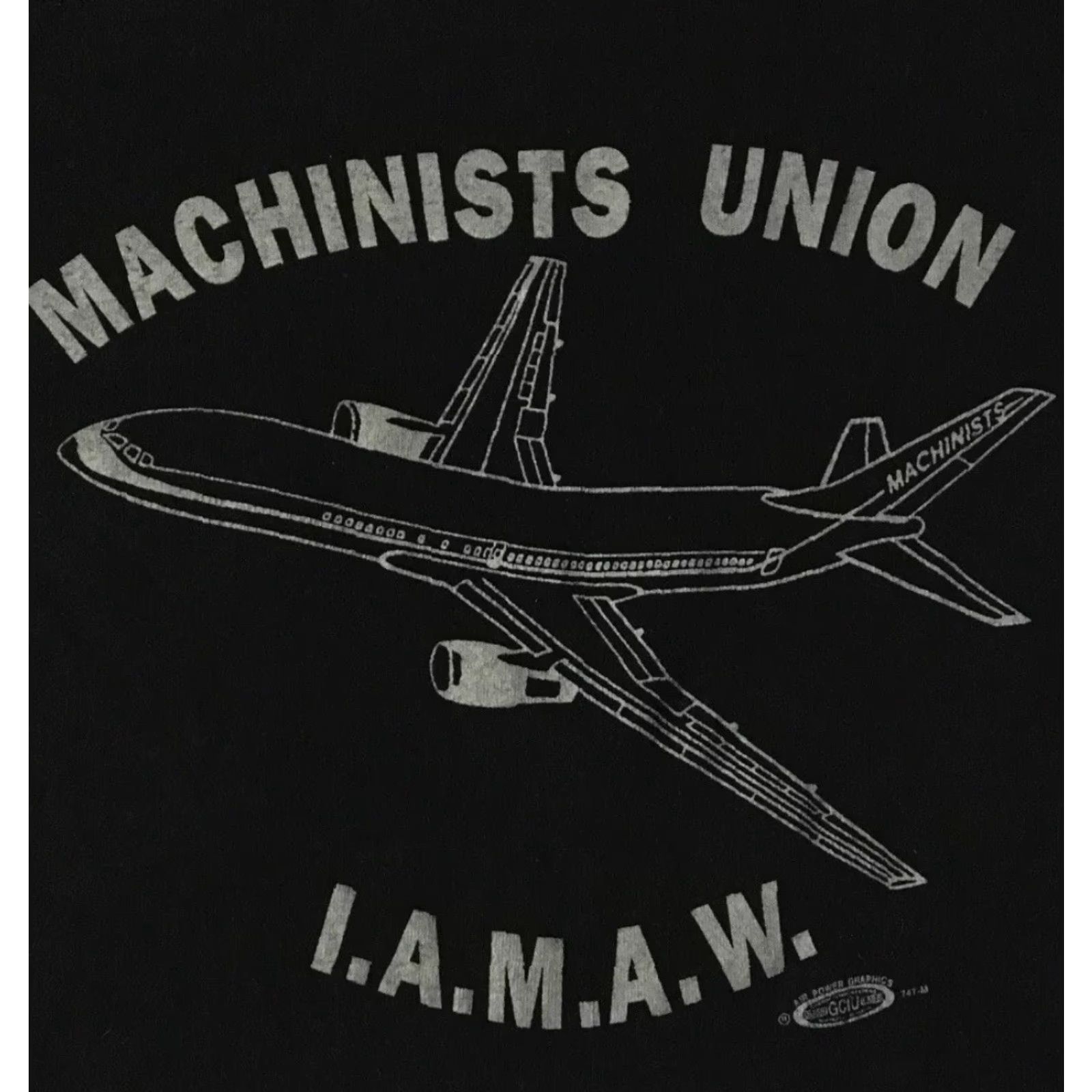 Vintage VINTAGE 90s Machinists Union Faded Distress Shirt XL Black Mens T-Shirt High-Quality Single Stitch Trucker Workwear Grunge Biker IAMAW 80s Size US XL / EU 56 / 4 - 3 Thumbnail