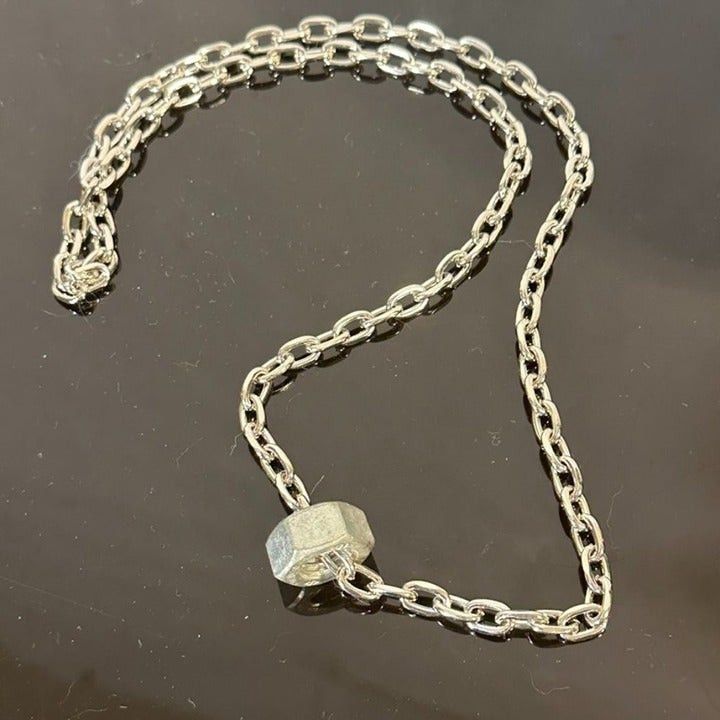 Handmade Silver Stainless Steel Strand Necklace Punk Gift Nuts Bolts Size ONE SIZE - 2 Thumbnail