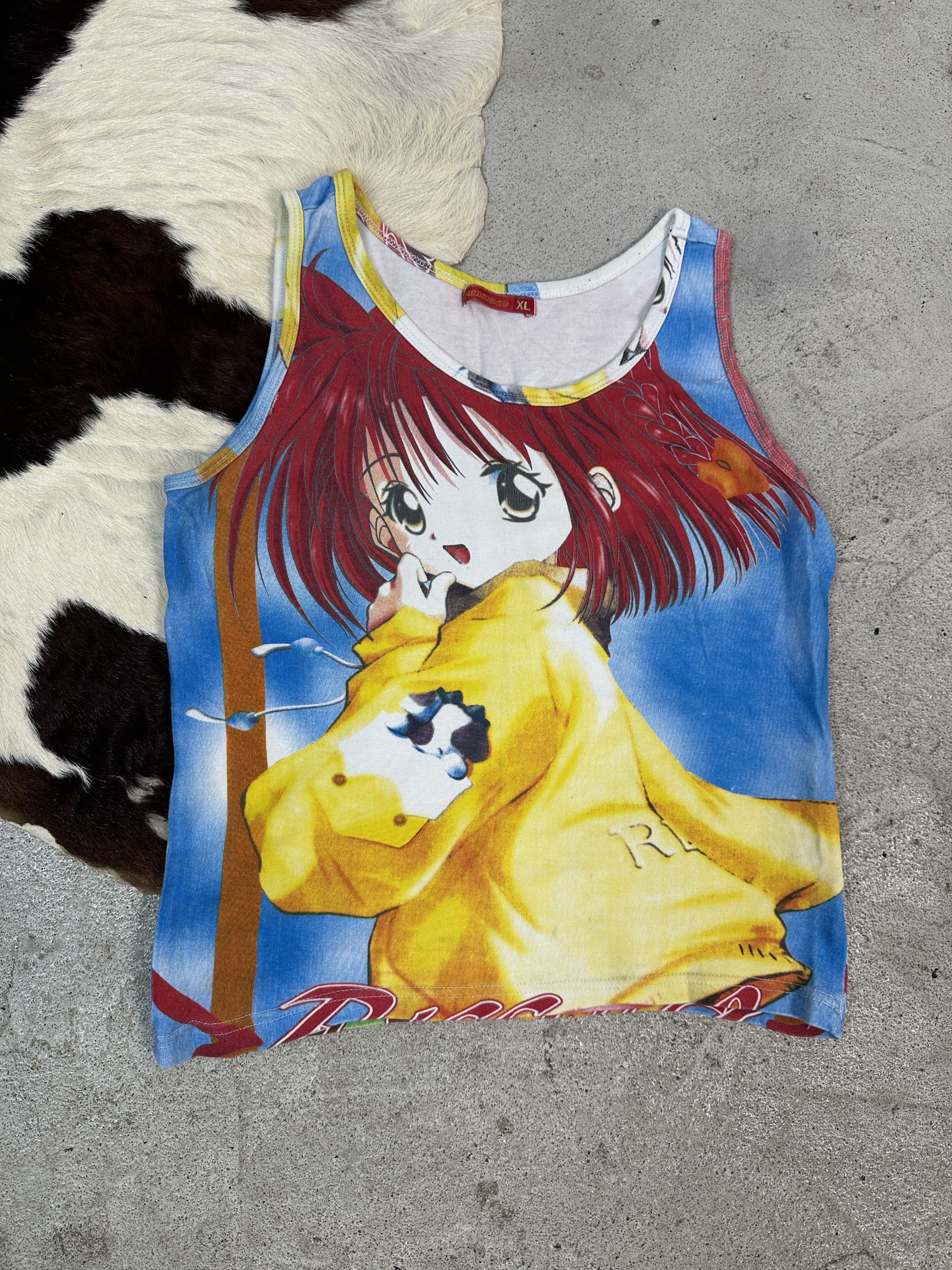 Vintage Vintage Avant Garde Y2K Designer Printed Anime Girl Tank Top Size XL / US 12-14 / IT 48-50 - 3 Thumbnail