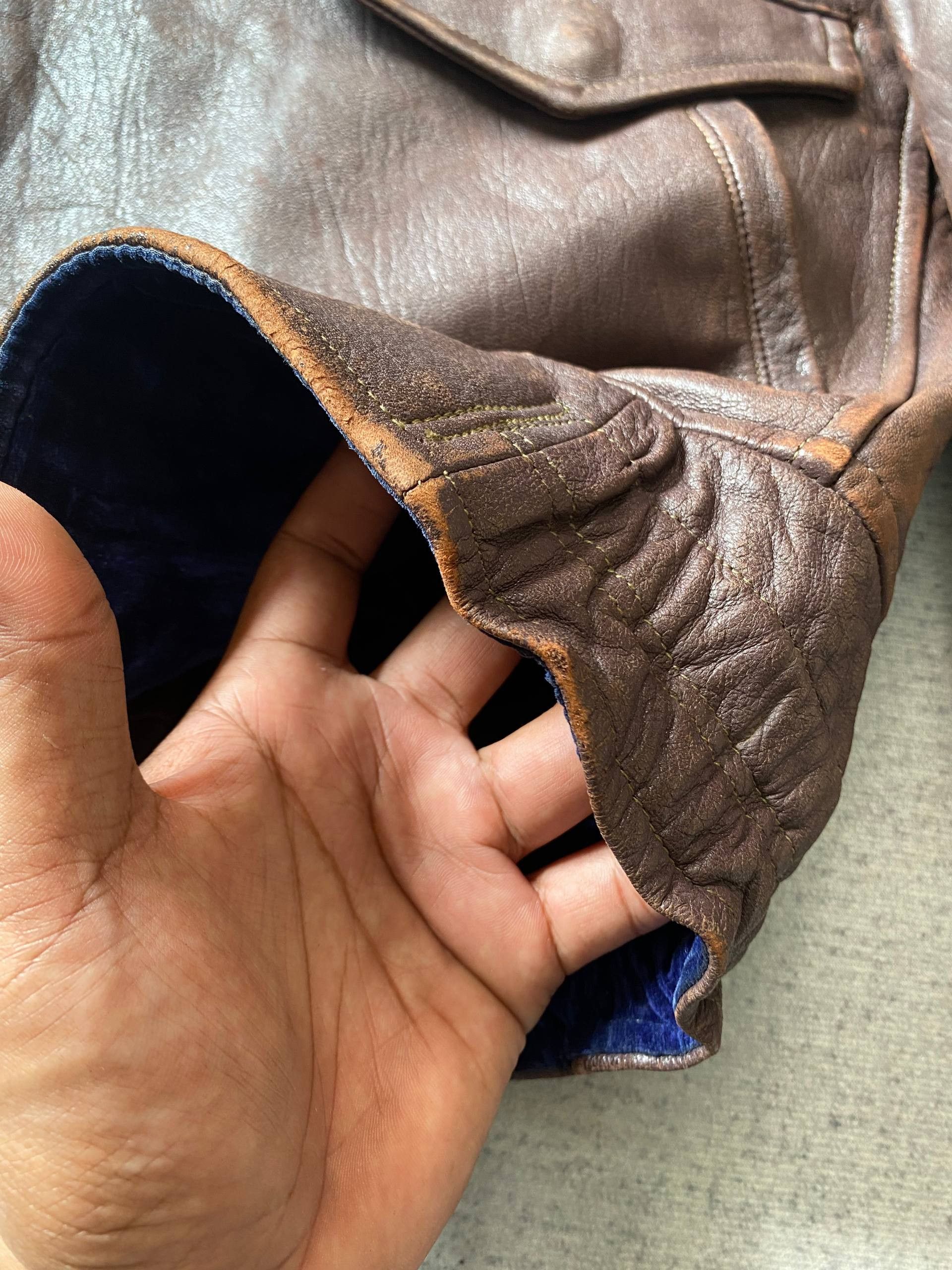 Leather Vtg 50s Horsehide Japanese Civilian Post War Leather Jacket Size US S / EU 44-46 / 1 - 17 Thumbnail