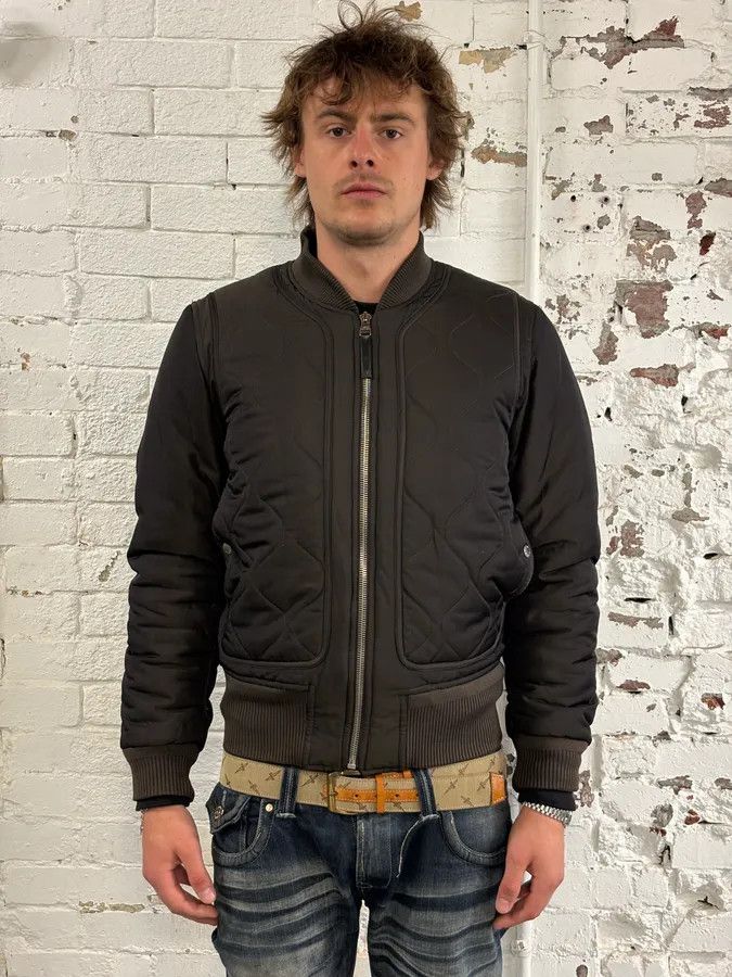 Louis Vuitton Louis Vuitton Taupe Silk Quilted Bomber Jacket by Kim Jones Size US S / EU 44-46 / 1 - 2 Thumbnail