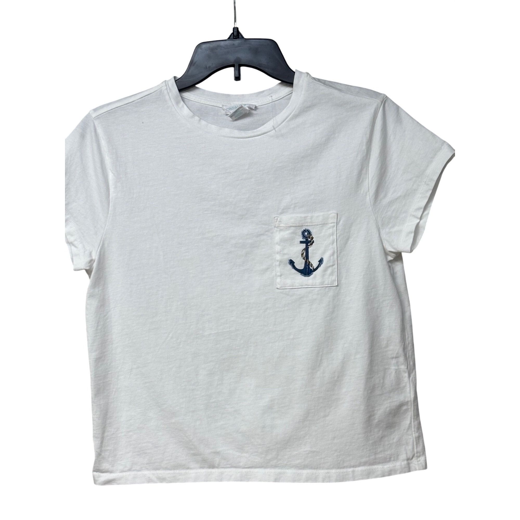Cynthia Rowley Cynthia Rowley Beaded Anchor patch packet Detail Box Tee, Wh Size XS / US 0-2 / IT 36-38 - 2 Thumbnail