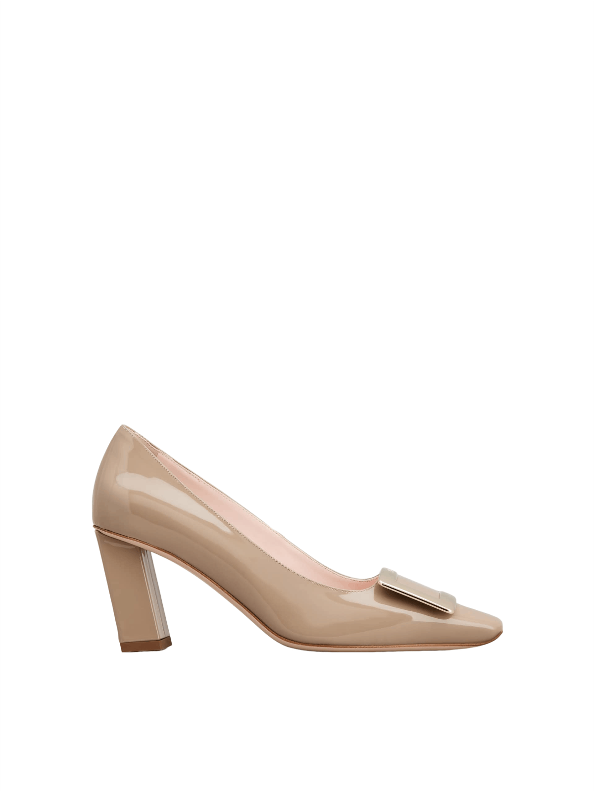 Roger Vivier Belle Vivier Taupe 75mm Pat. Leather Buckle