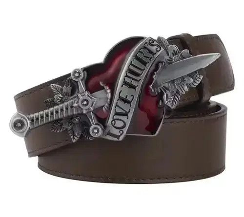Japanese Brand Gray Color Buckle Brown Belt Love Hunter Belt Size ONE SIZE - 2 Thumbnail
