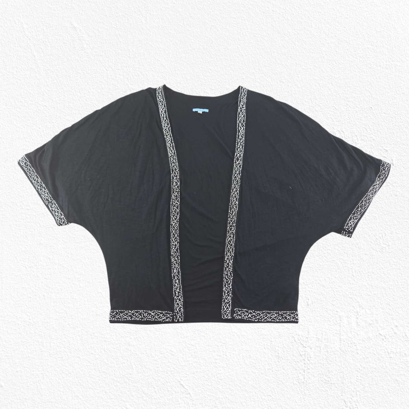 Anthropologie Anthropologie Black Kimono Cardigan Beaded Boho Size Small Size S / US 4 / IT 40 - 2 Thumbnail