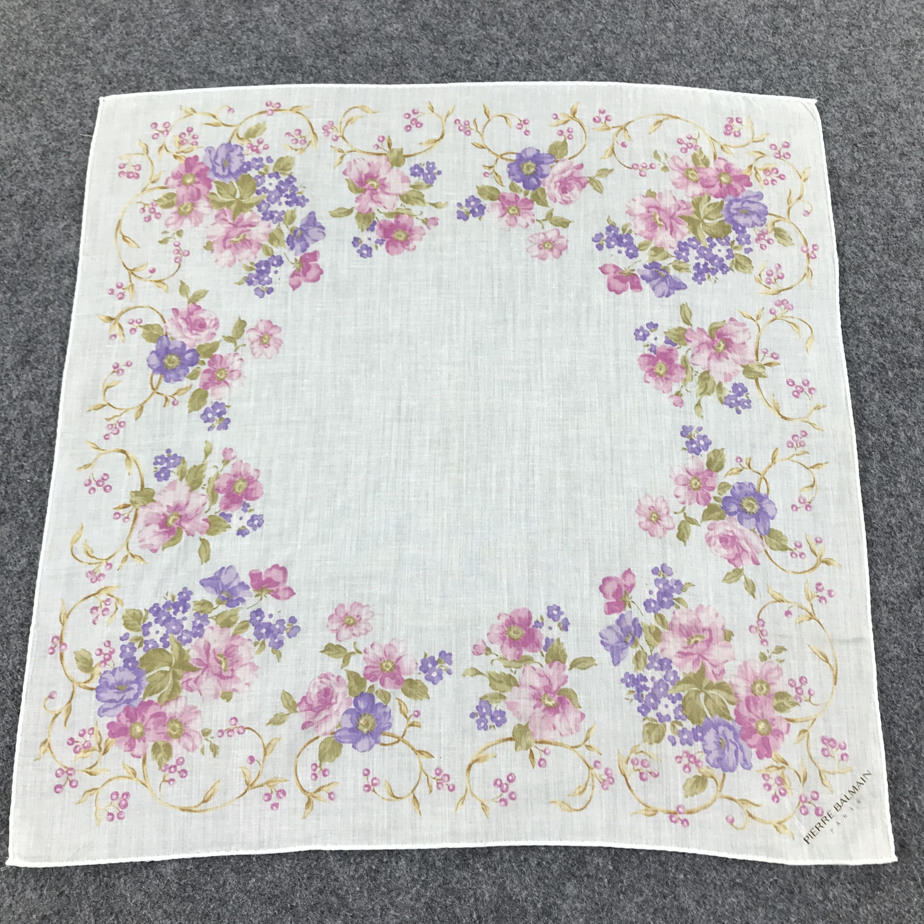 Pierre Balmain Pierre Balmain Floral Handkerchief Neckerchief Bandana H412 Size ONE SIZE - 3 Thumbnail