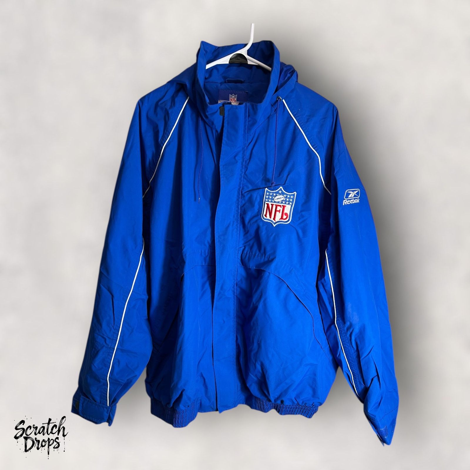 Vintage 90s NFL Windbreaker Jacket XL Blue Retro Fan Men's