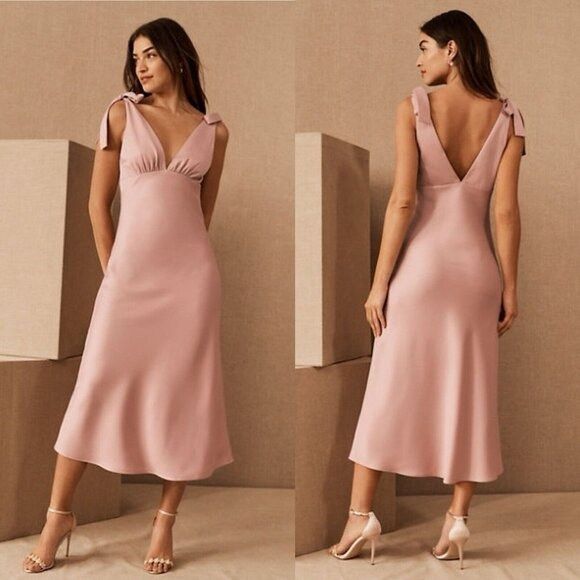 BHLDN Sachin & Babi Hudson Satin Charmeuse Midi Dress in Dus