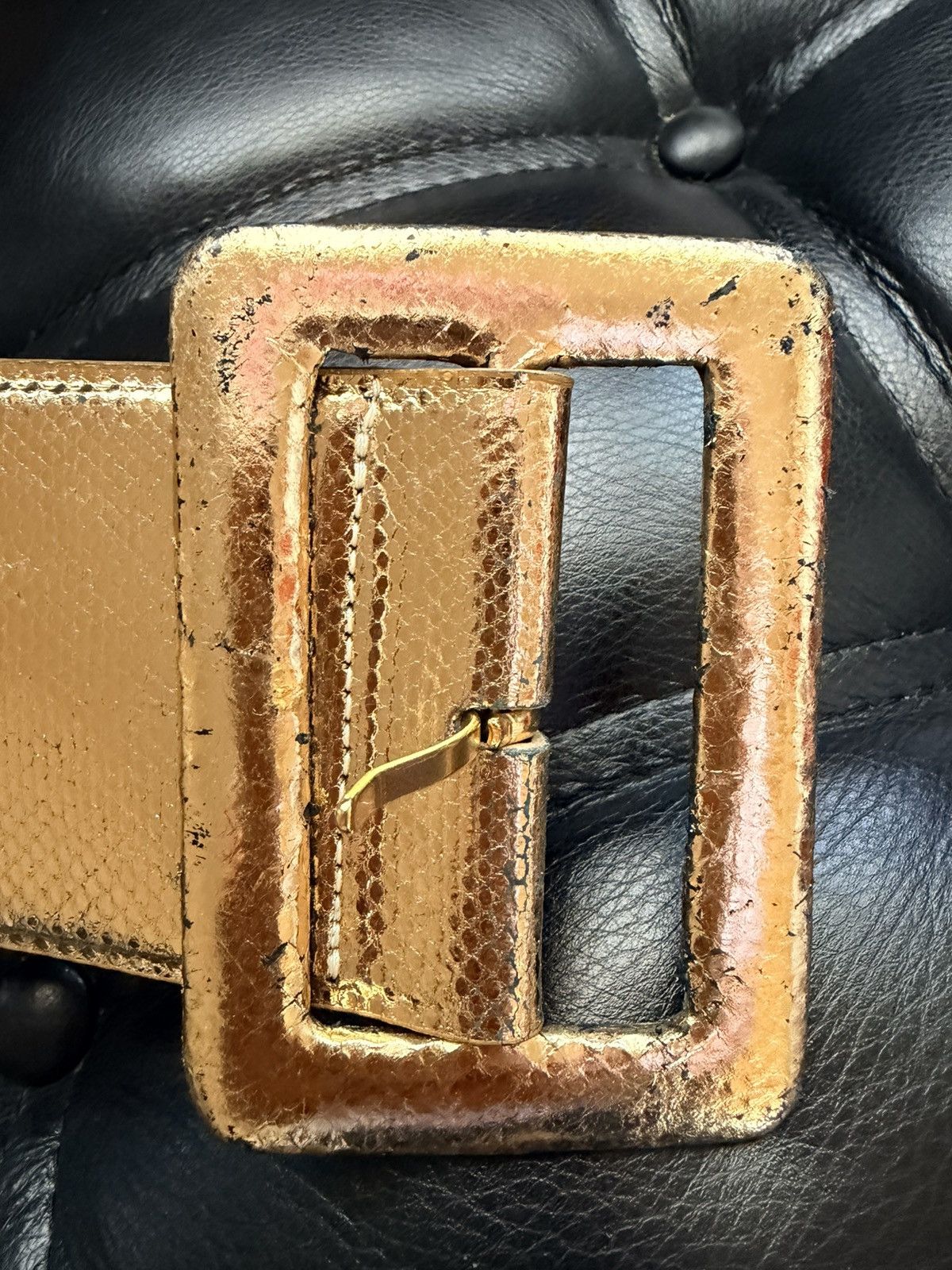 Other W. Kleinberg Wide Snakeskin Exotic Gold Leather Belt USA 34" Size ONE SIZE - 18 Thumbnail