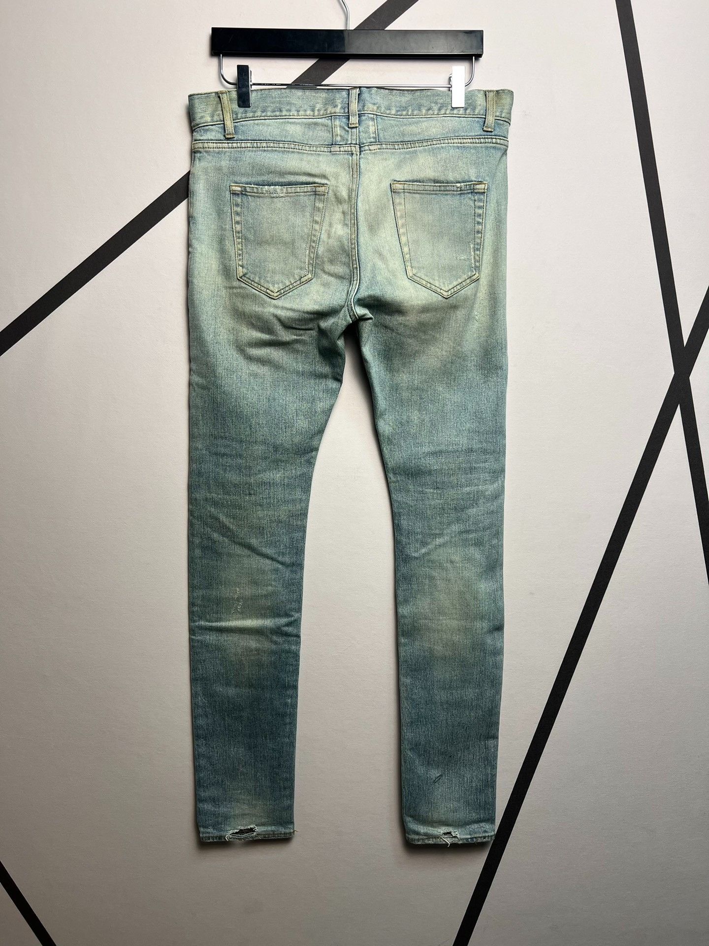 Saint Laurent Paris Saint laurent Black Chain Yellow Mud Washed Blue Big Break Size US 31 - 2 Thumbnail