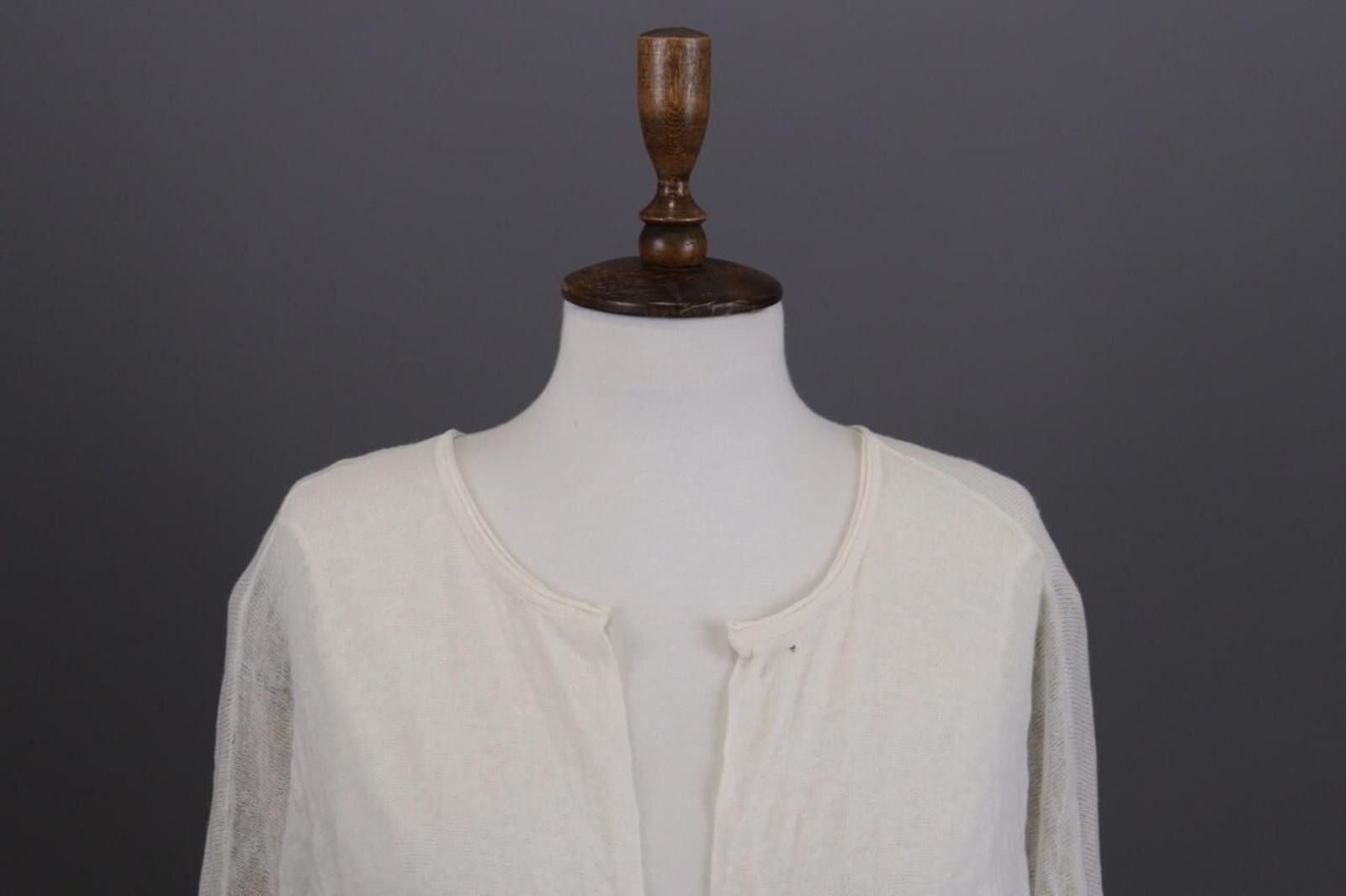 Designer Cop.Copine White Cache Open Lightweight Cardigan Size L Size L / US 10 / IT 46 - 2 Thumbnail
