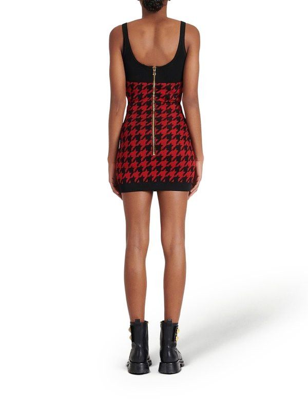 Balmain o1y0525 Mini Dress in Red/Black Size S / US 4 / IT 40 - 3 Thumbnail