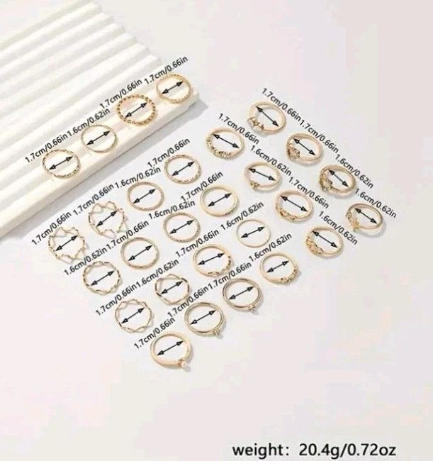 Other 28 PC/ Set Ring Fashionable Jewelry Rings For Women Size ONE SIZE - 4 Thumbnail