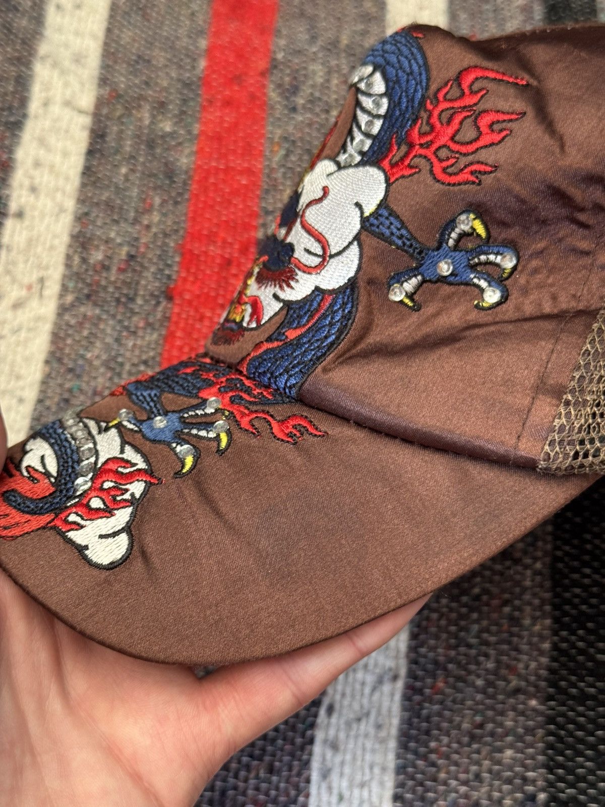 Ed Hardy Vintage Ed Hardy y2k Brown Nylon Japanese Trucker Hat Size ONE SIZE - 8 Thumbnail