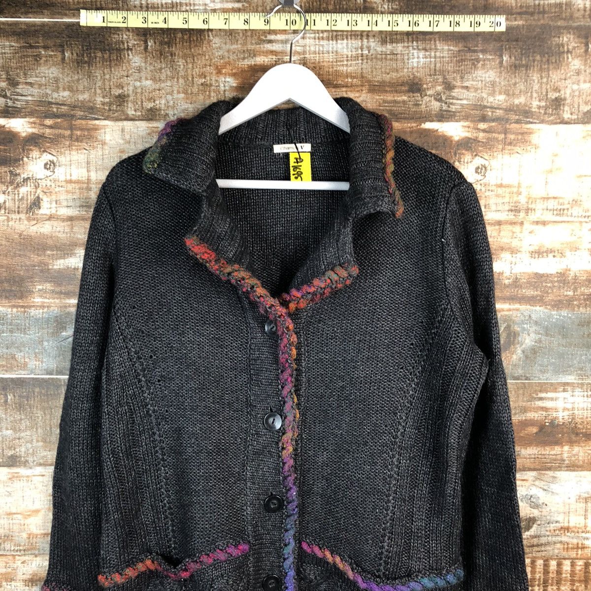Homespun Knitwear Chaminos V vintage Black Cardigan Knitwear #A1695 Size US M / EU 48-50 / 2 - 5 Thumbnail
