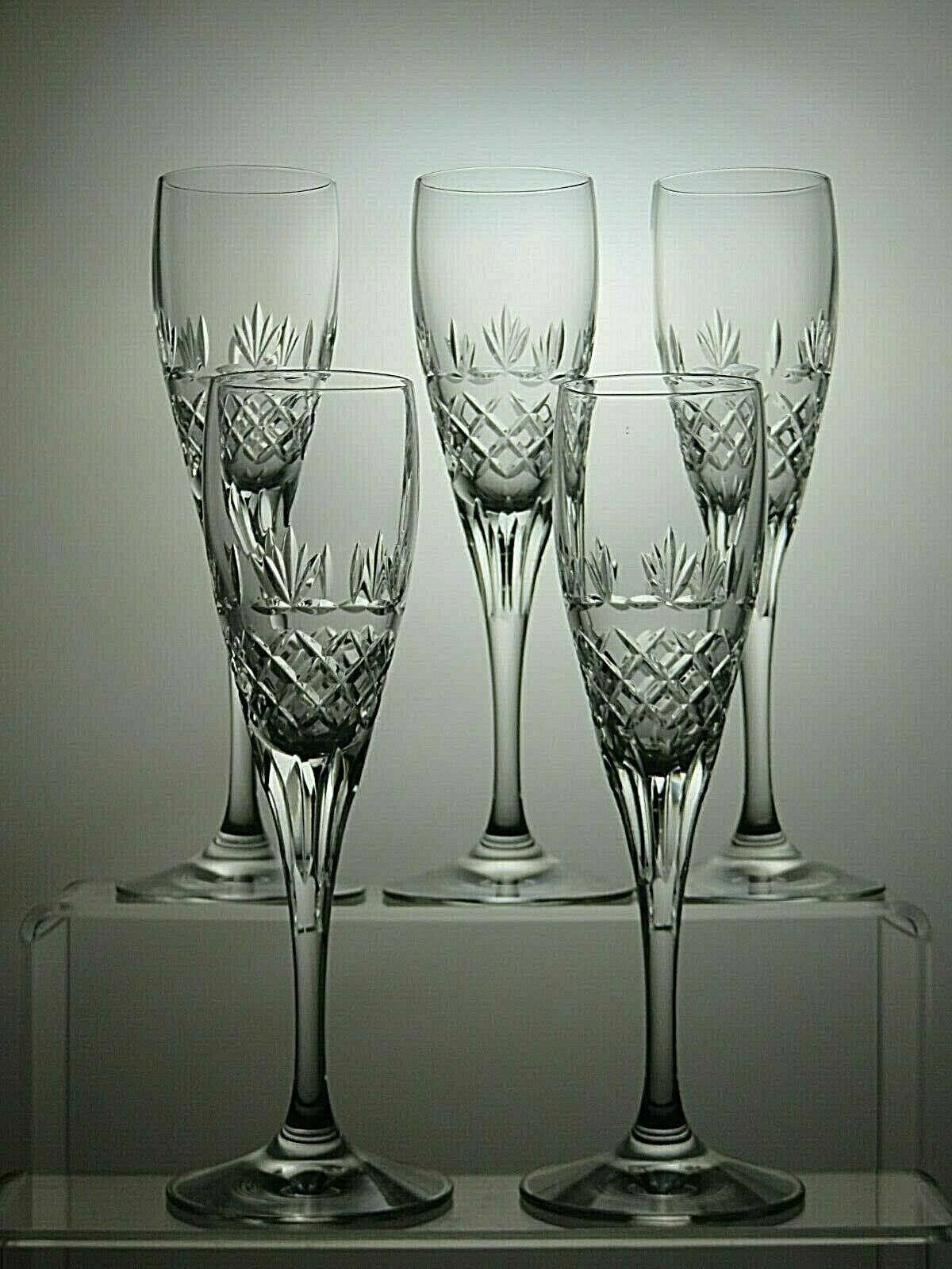The Unbranded Brand Lead Crystal Cut Glass Set Of 5 Sherry Glasses 7 1/8" Size ONE SIZE - 3 Thumbnail