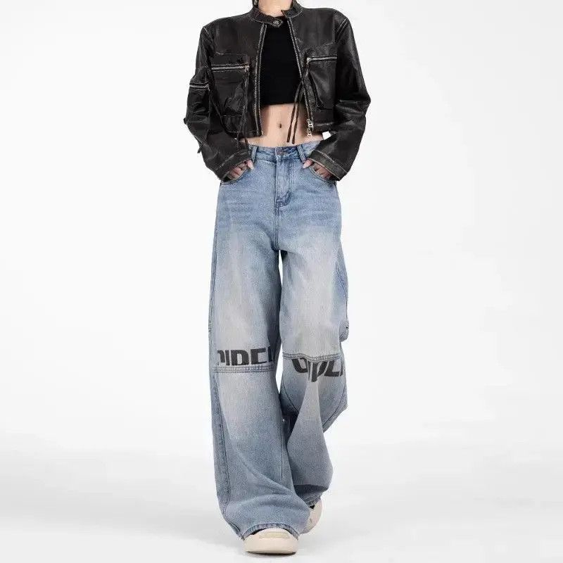 Japanese Brand Retro loose wide leg printed jeans Size US 32 / EU 48 - 4 Thumbnail