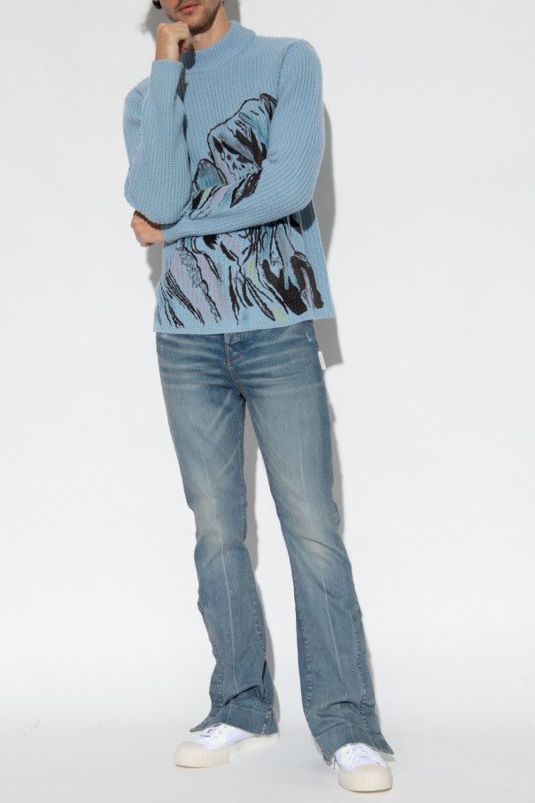 Amiri × Wes Lang o1w1db10125 Secret Wool And Cashmere Sweater in Light Blue Size US M / EU 48-50 / 2 - 2 Thumbnail