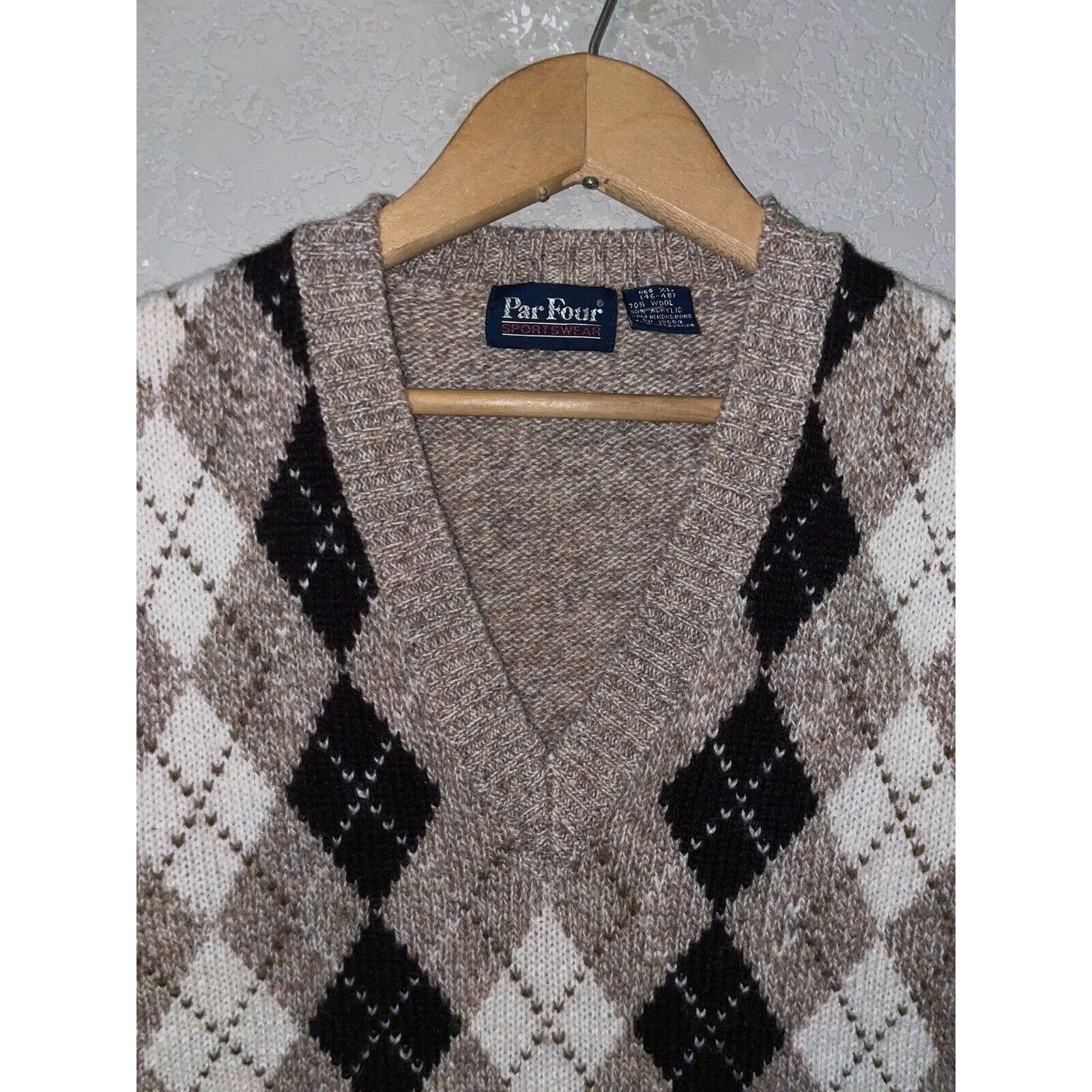 Other Vintage Par Four Sweater Vest Sportswear Brown VTG 90s Large Size US XL / EU 56 / 4 - 7 Thumbnail
