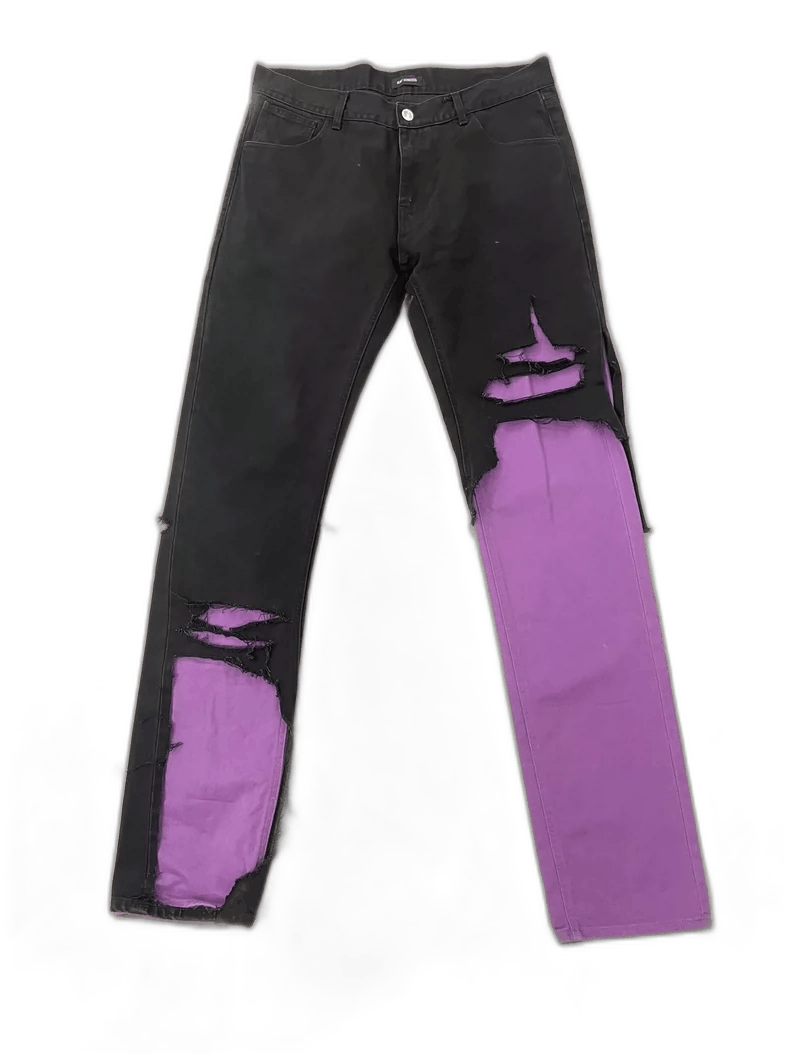 Raf Simons raf simons distressed black jeans with purple patches Size US 34 / EU 50 - 1 Thumbnail
