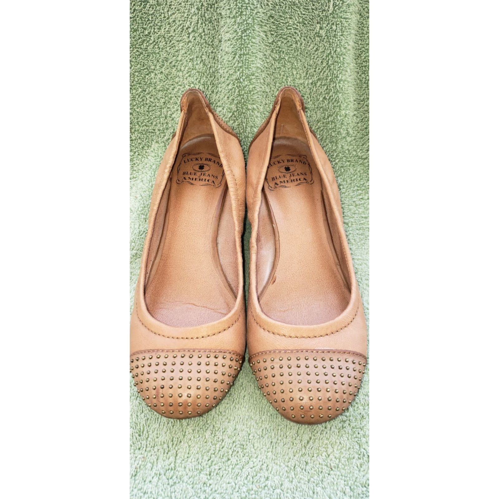 Lucky Brand Lucky Brand Women's Wedge Size 6M Brown Cap Toe Studded Slip On Pump Heel 1 1/4" Brown Womens Shoes Size ONE SIZE - 3 Thumbnail