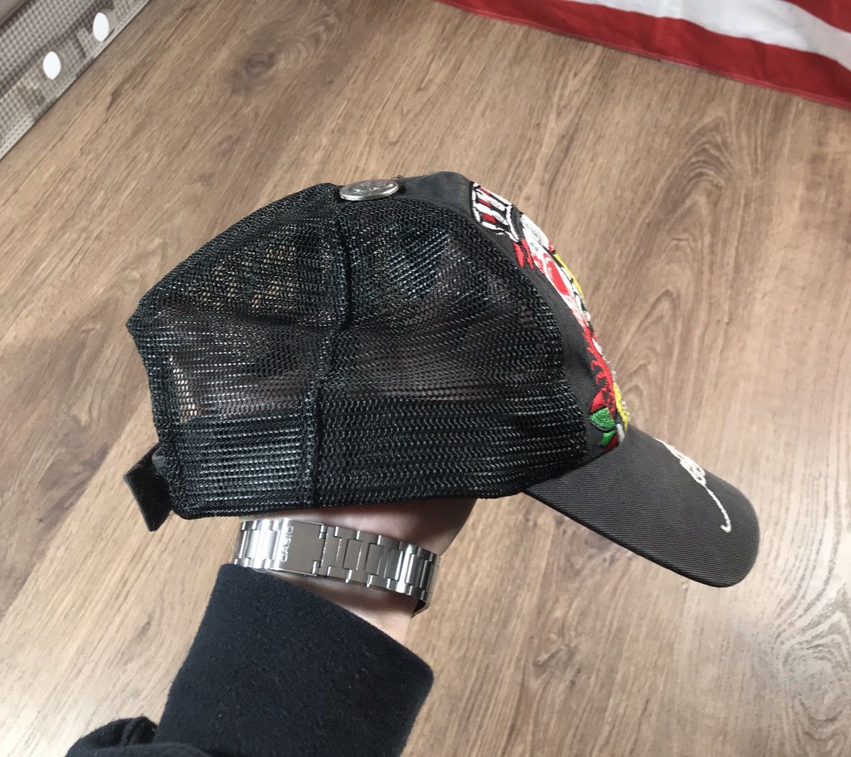 Christian Audigier × Ed Hardy × Vintage Vintage Ed Hardy By Christian Audigier Skull Logo Cap Size ONE SIZE - 5 Thumbnail